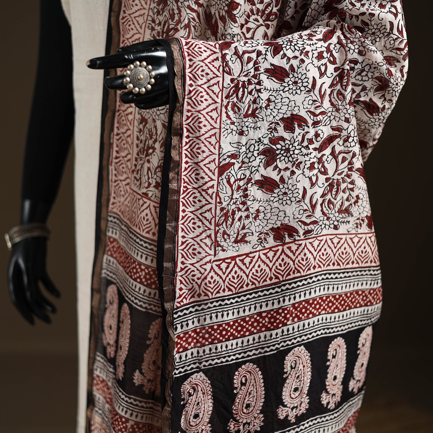 Bagh Hand Block Print Natural Dyed Chanderi Silk Handloom Dupatta 16