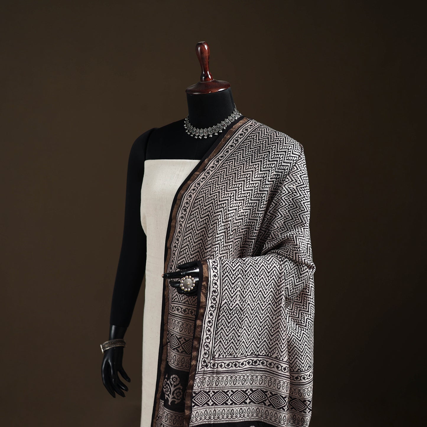Bagh Hand Block Print Natural Dyed Chanderi Silk Handloom Dupatta 17