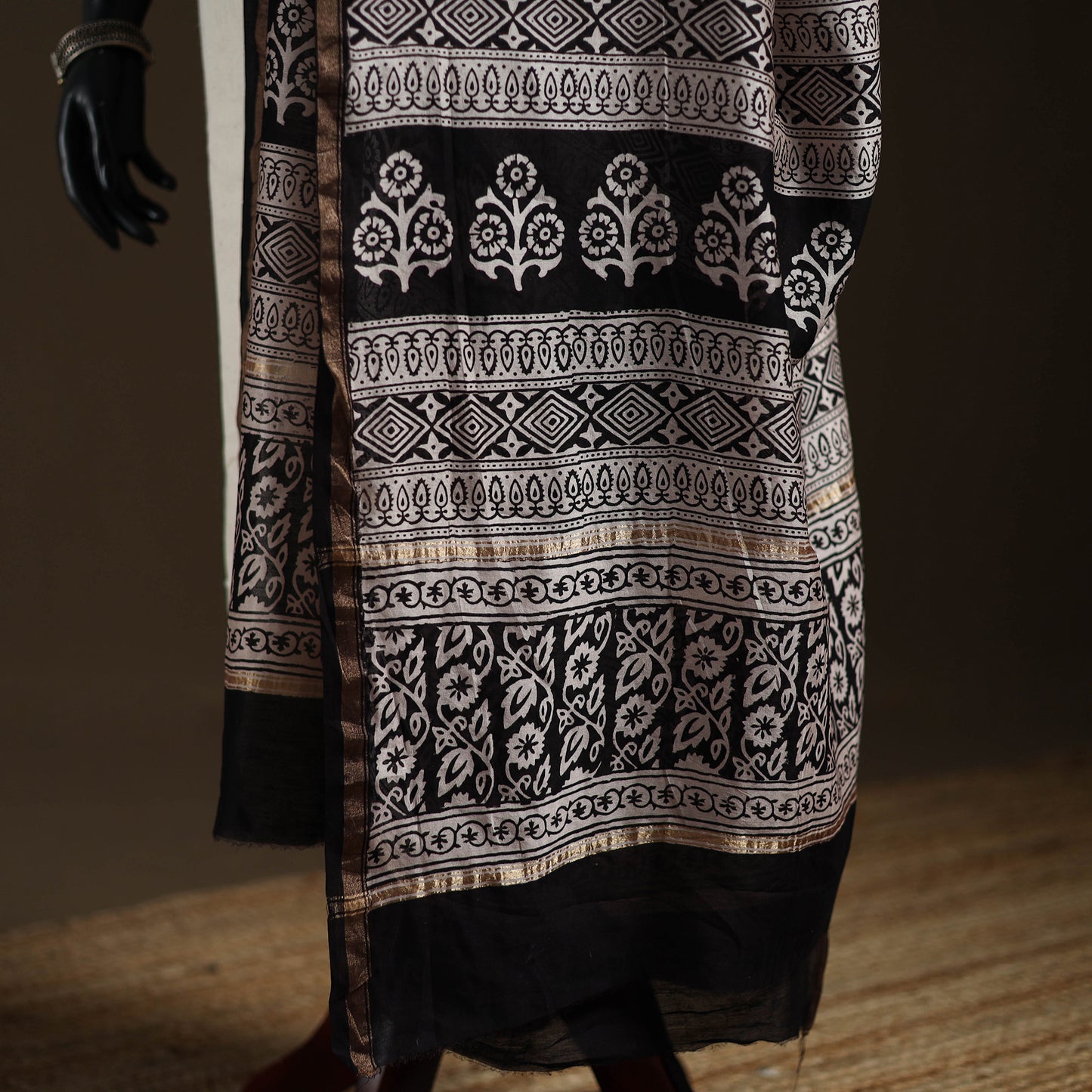 Bagh Hand Block Print Natural Dyed Chanderi Silk Handloom Dupatta 17