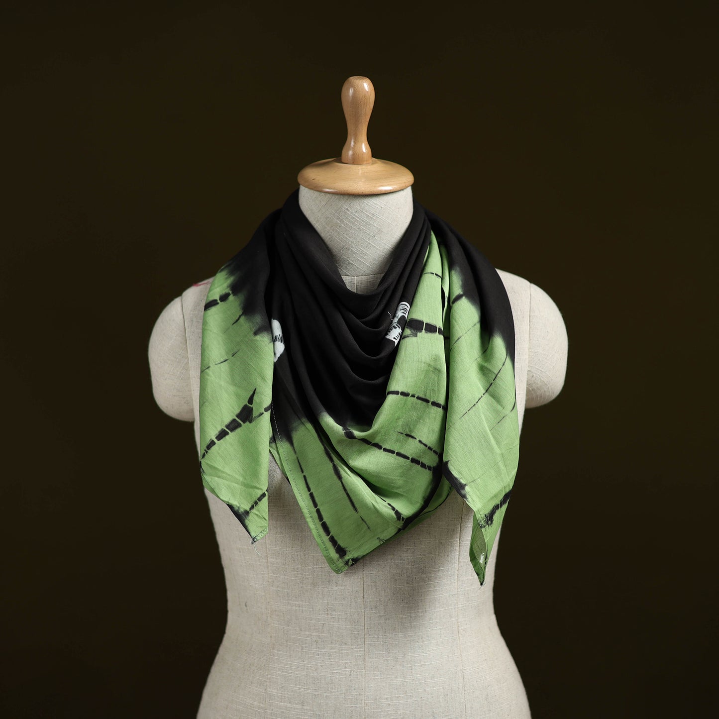 Green - Shibori Tie-Dye Pure Mul Cotton Scarf 03