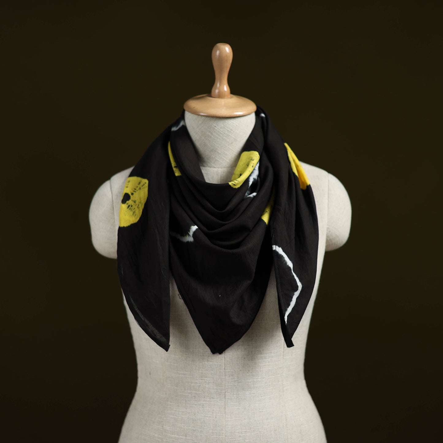 Black - Shibori Tie-Dye Pure Mul Cotton Scarf 05