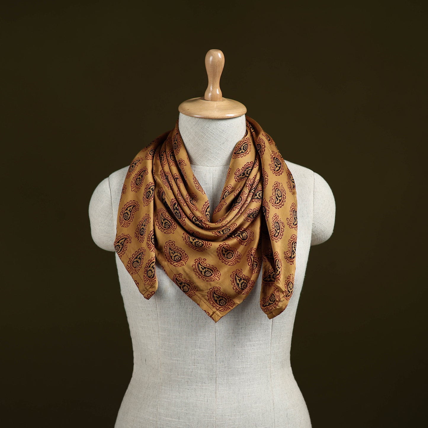 Yellow - Bagh Hand Block Print Modal Silk Scarf 28