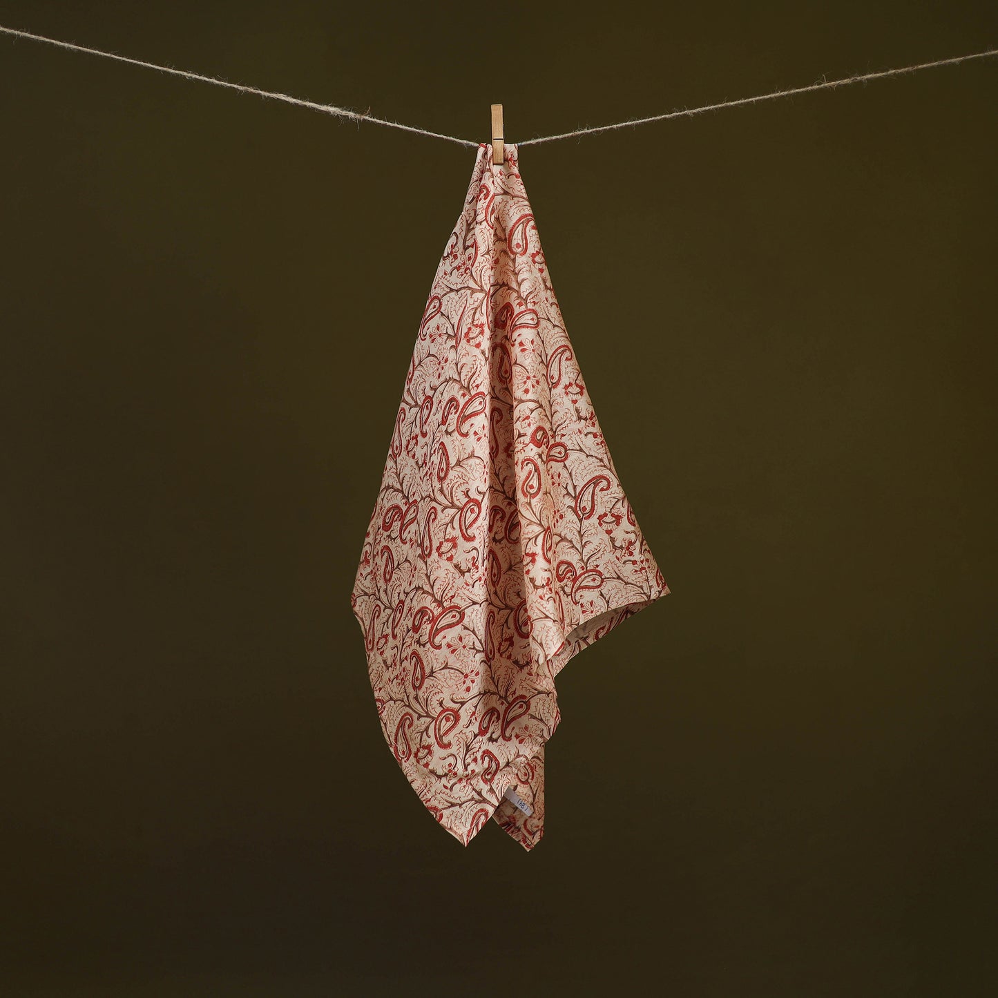 Beige - Kalamkari Hand Block Print Natural Dyed Chanderi Silk Scarf 84