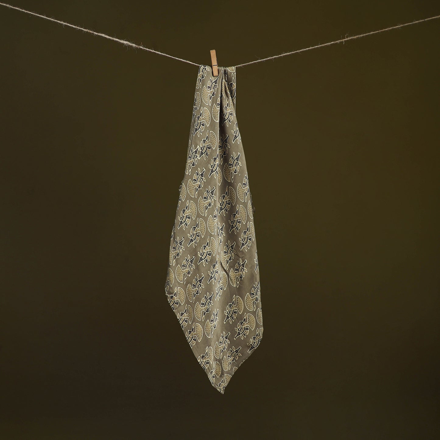 Ajrakh Hand Block Print Natural Dyed Modal Silk Scarf 61