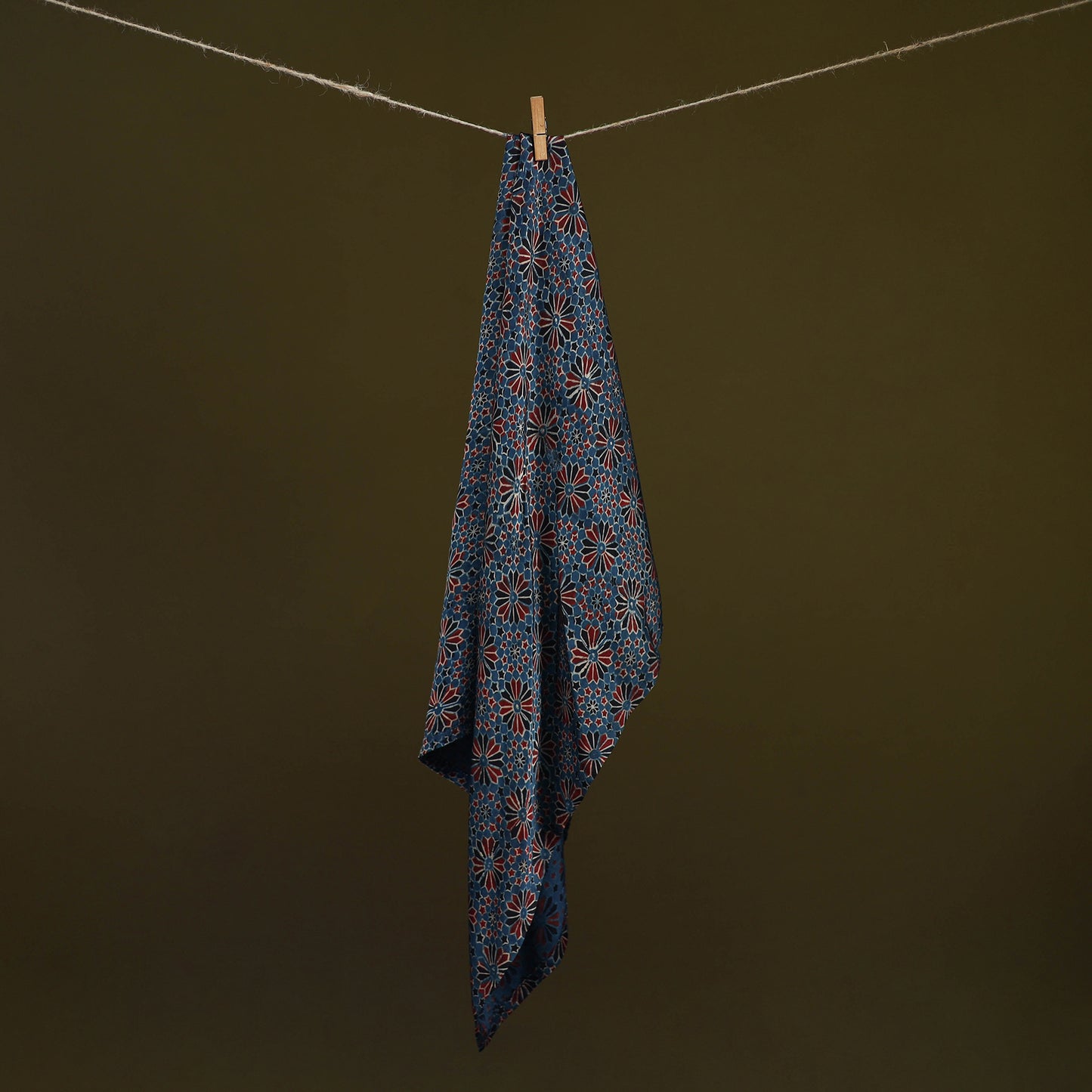 Ajrakh Hand Block Print Natural Dyed Modal Silk Scarf 59