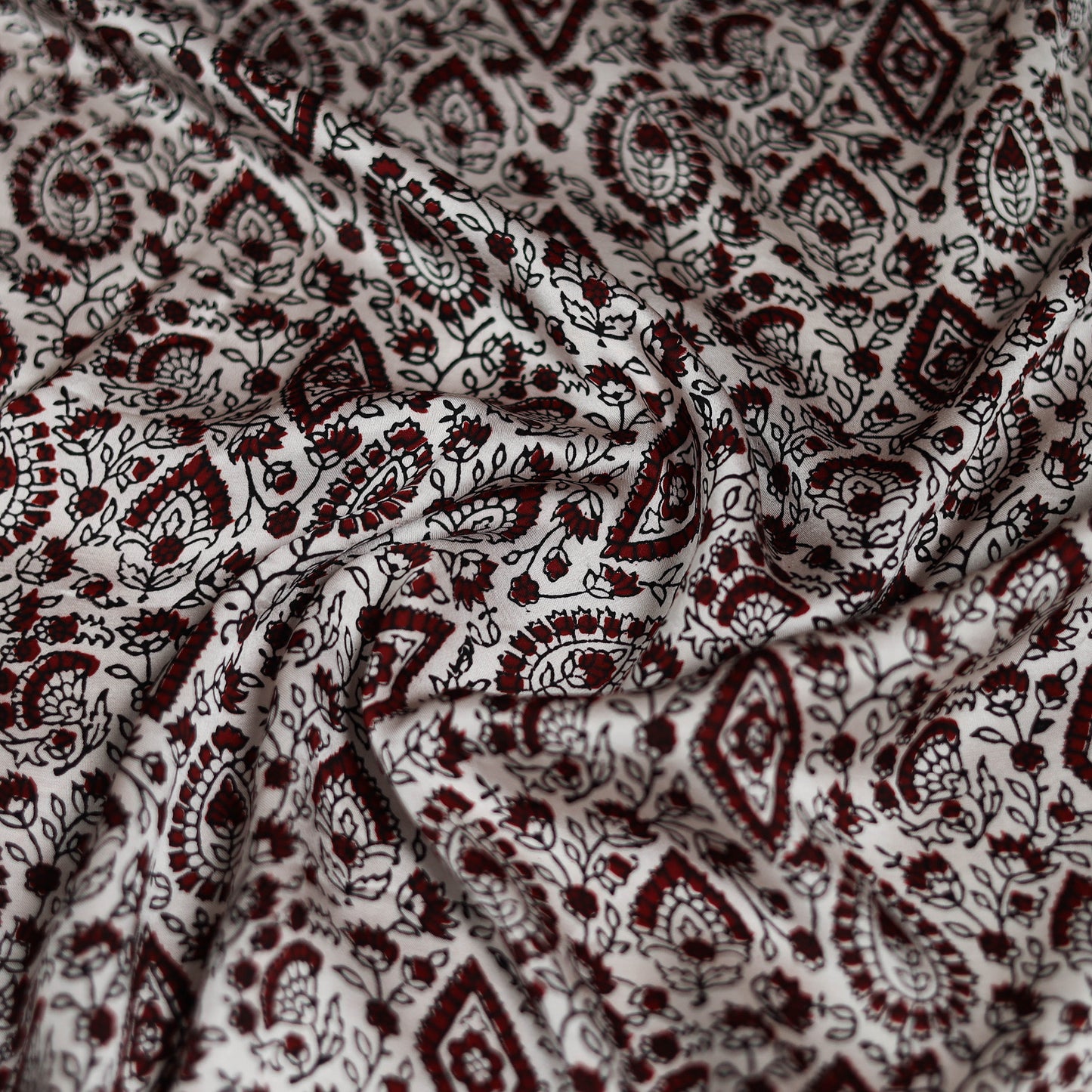 White - Bagh Hand Block Print Modal Silk Scarf 53