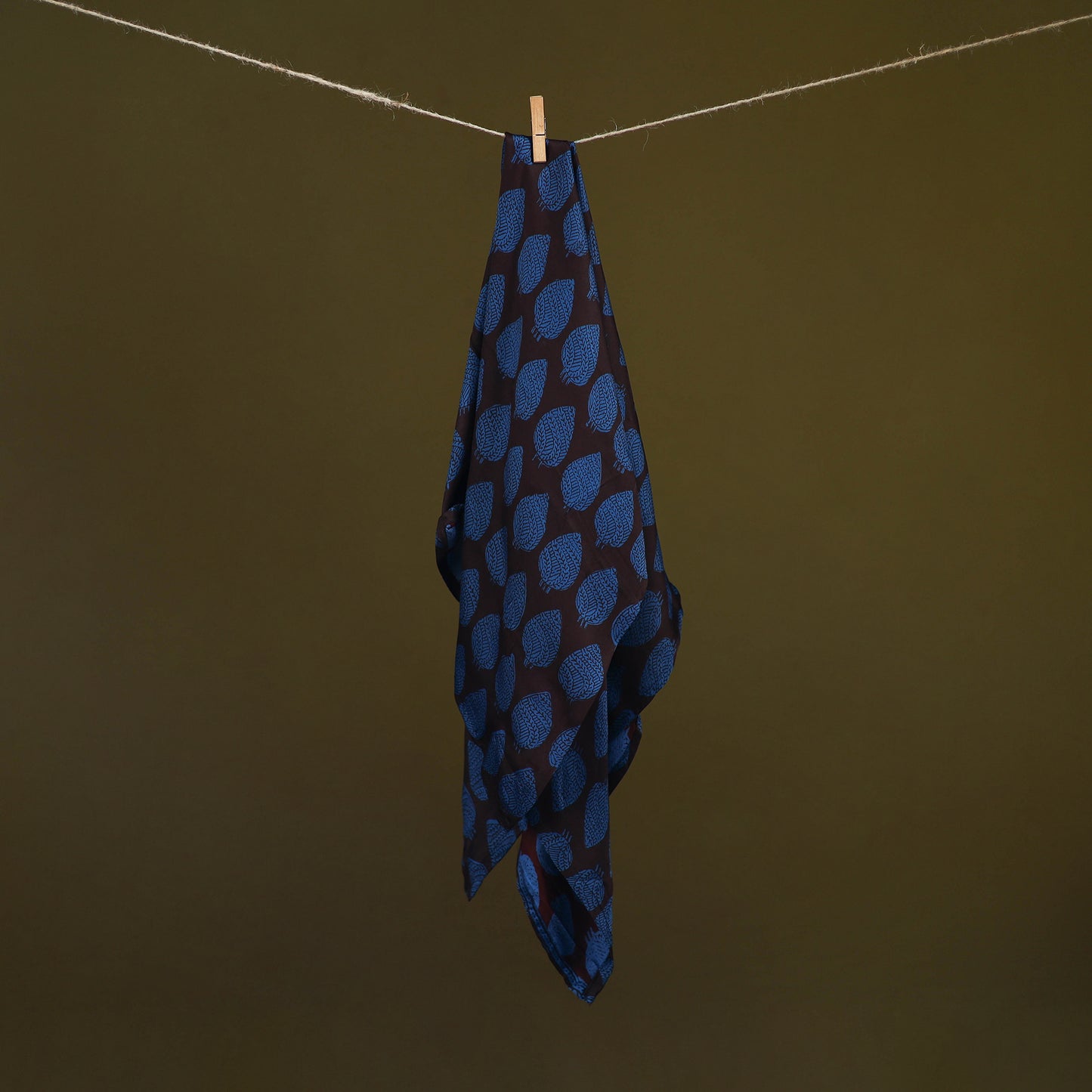 Blue - Bagh Hand Block Print Modal Silk Scarf 49