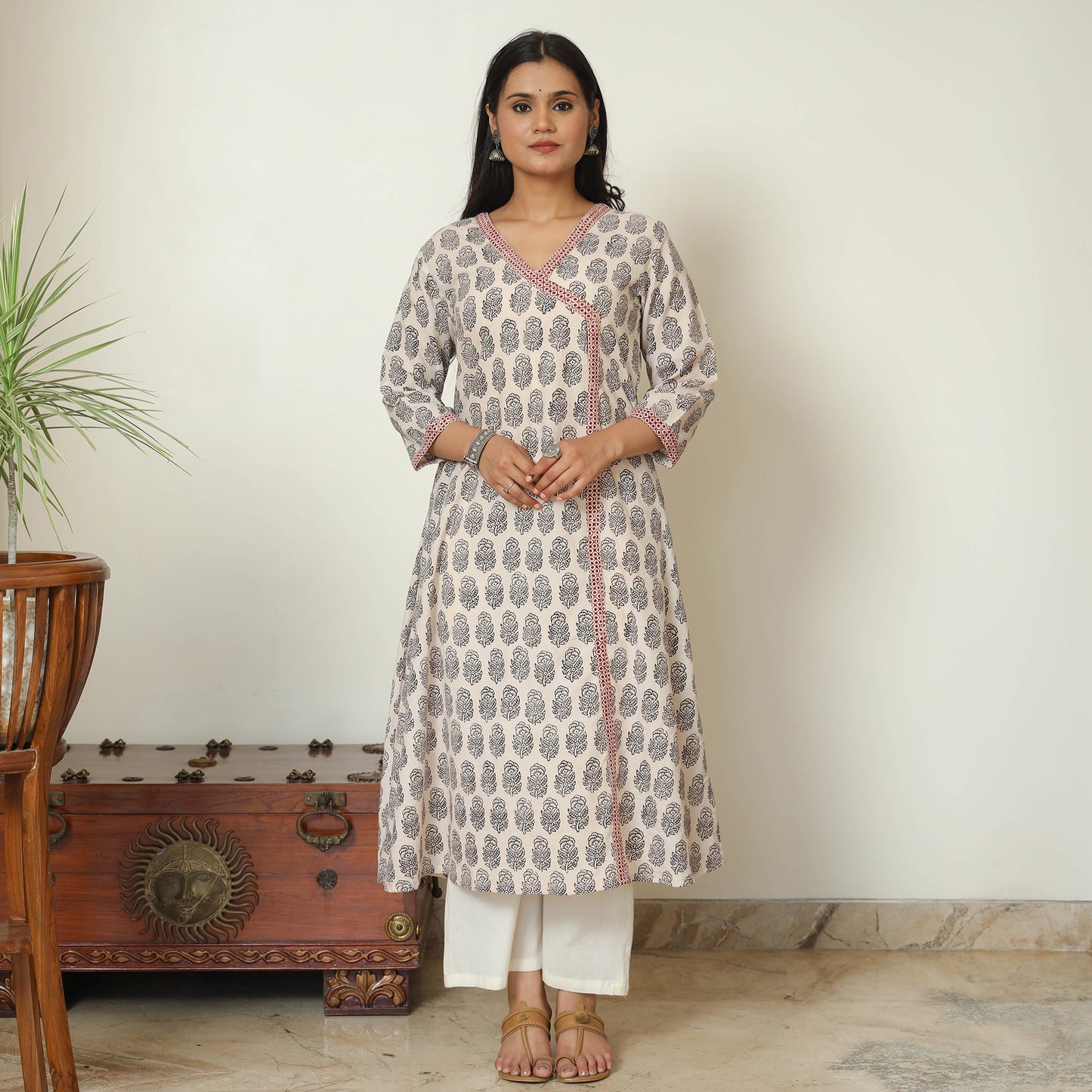 2024/140-1 251 Bagh Hand Block Printed Cotton A-Line Kurta 26 by ITOKRI CASUALS