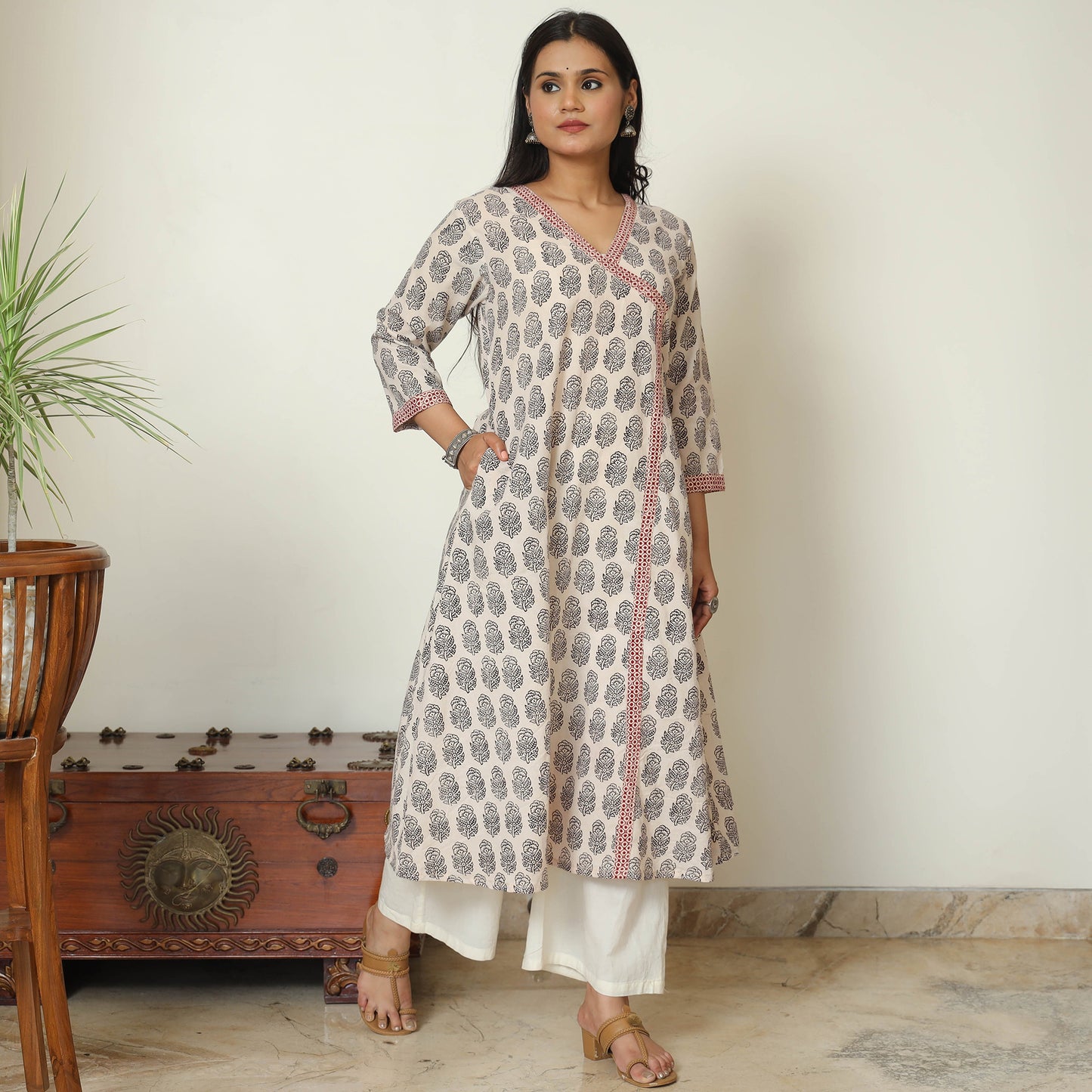 2024/140-1 251 Bagh Hand Block Printed Cotton A-Line Kurta 26 by ITOKRI CASUALS