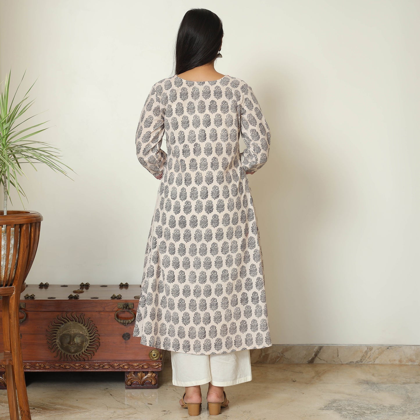 2024/140-1 251 Bagh Hand Block Printed Cotton A-Line Kurta 26 by ITOKRI CASUALS
