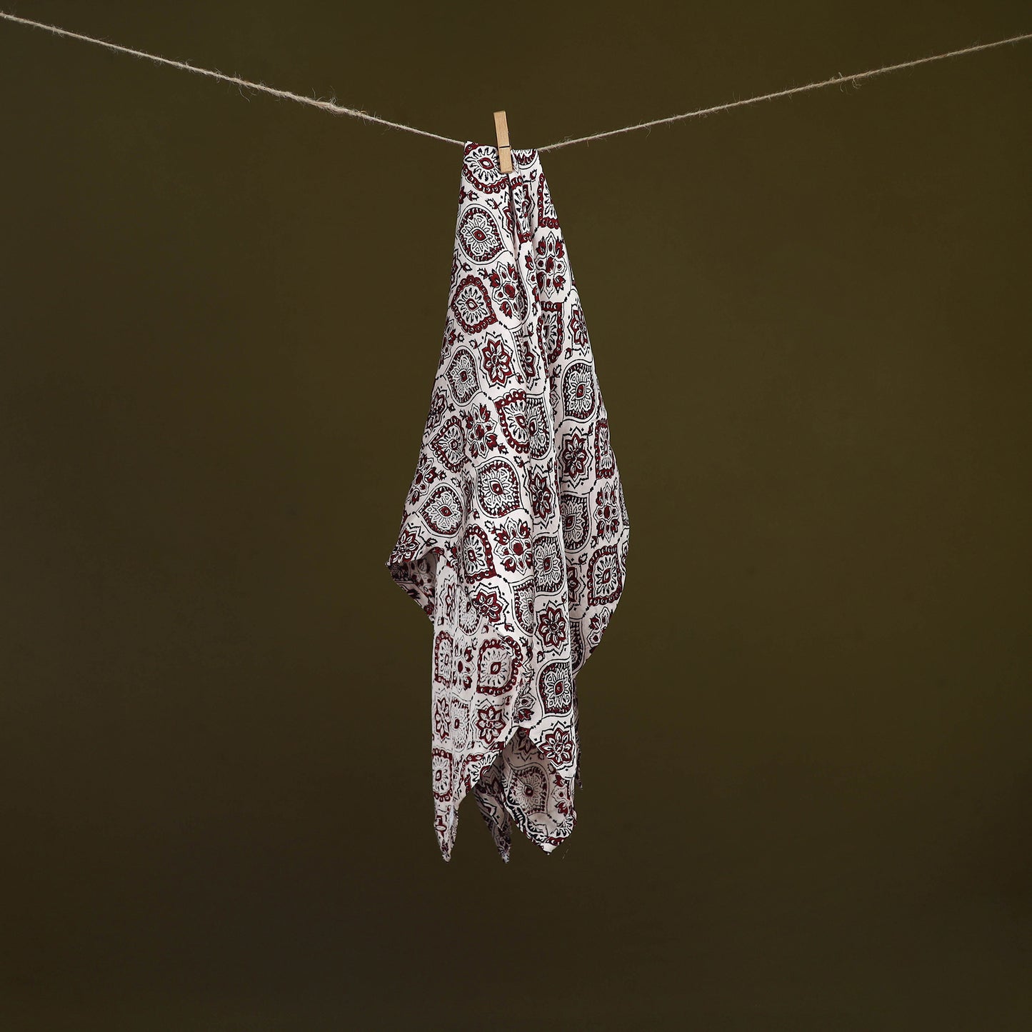 Maroon - Bagh Hand Block Print Modal Silk Scarf 40