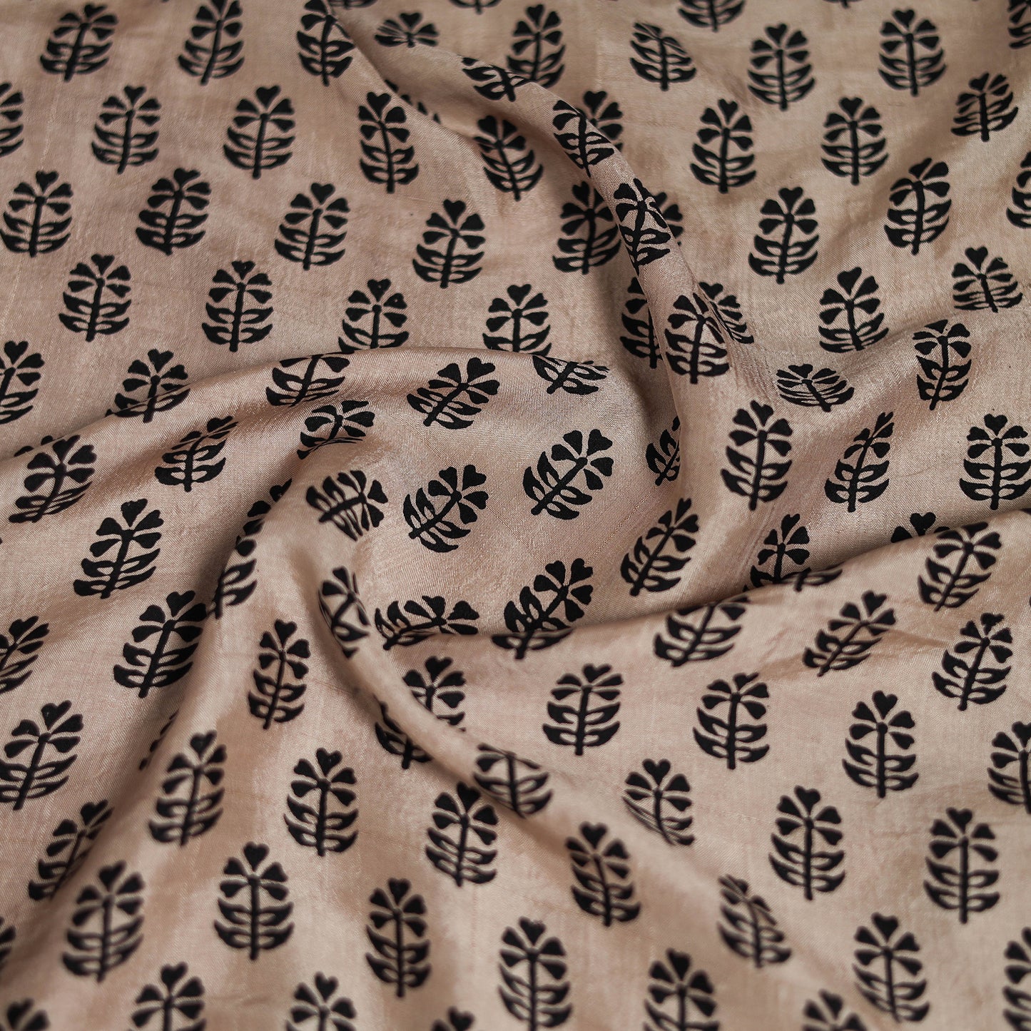 Beige Bagh Hand Block Print Chanderi Silk Scarf 34