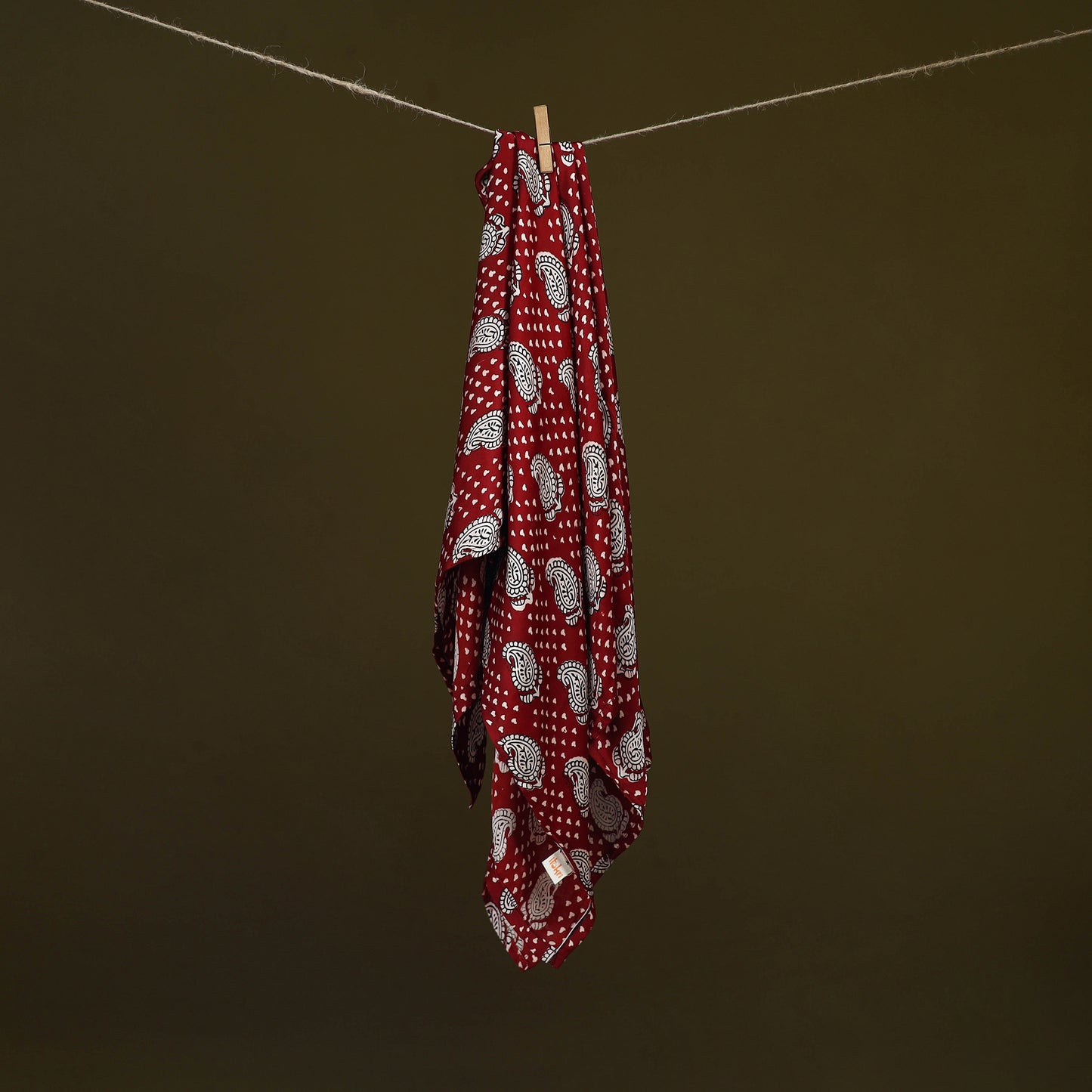 Red - Bagh Hand Block Print Modal Silk Scarf 29
