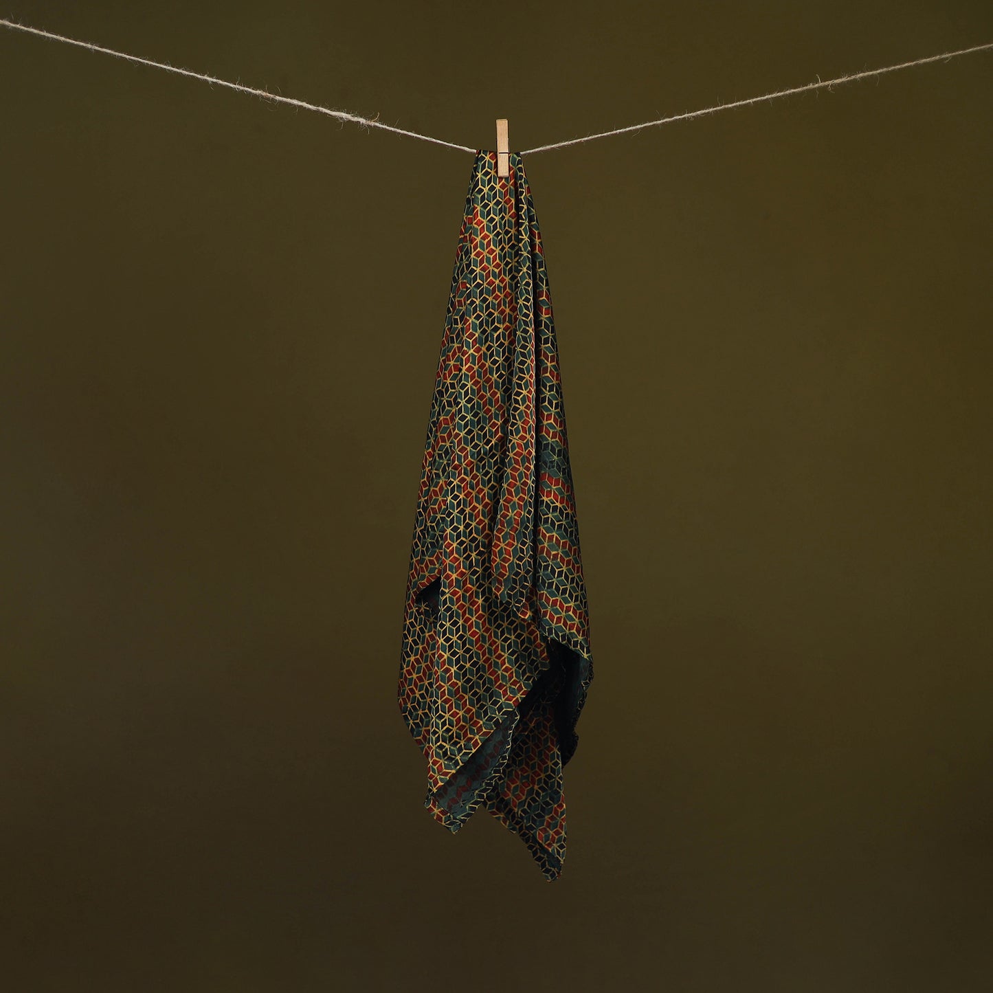 Green - ajrakh Hand Block Print Natural Dyed Modal Silk Scarf 20