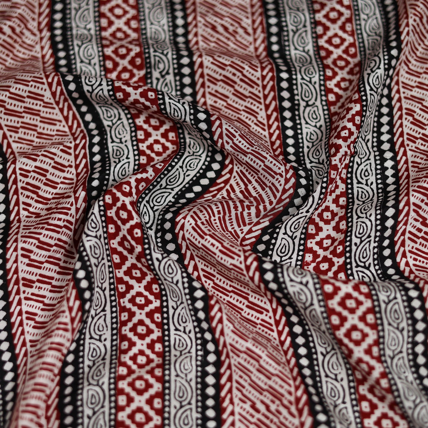 Red - Bagh Hand Block Print Modal Silk Scarf 17