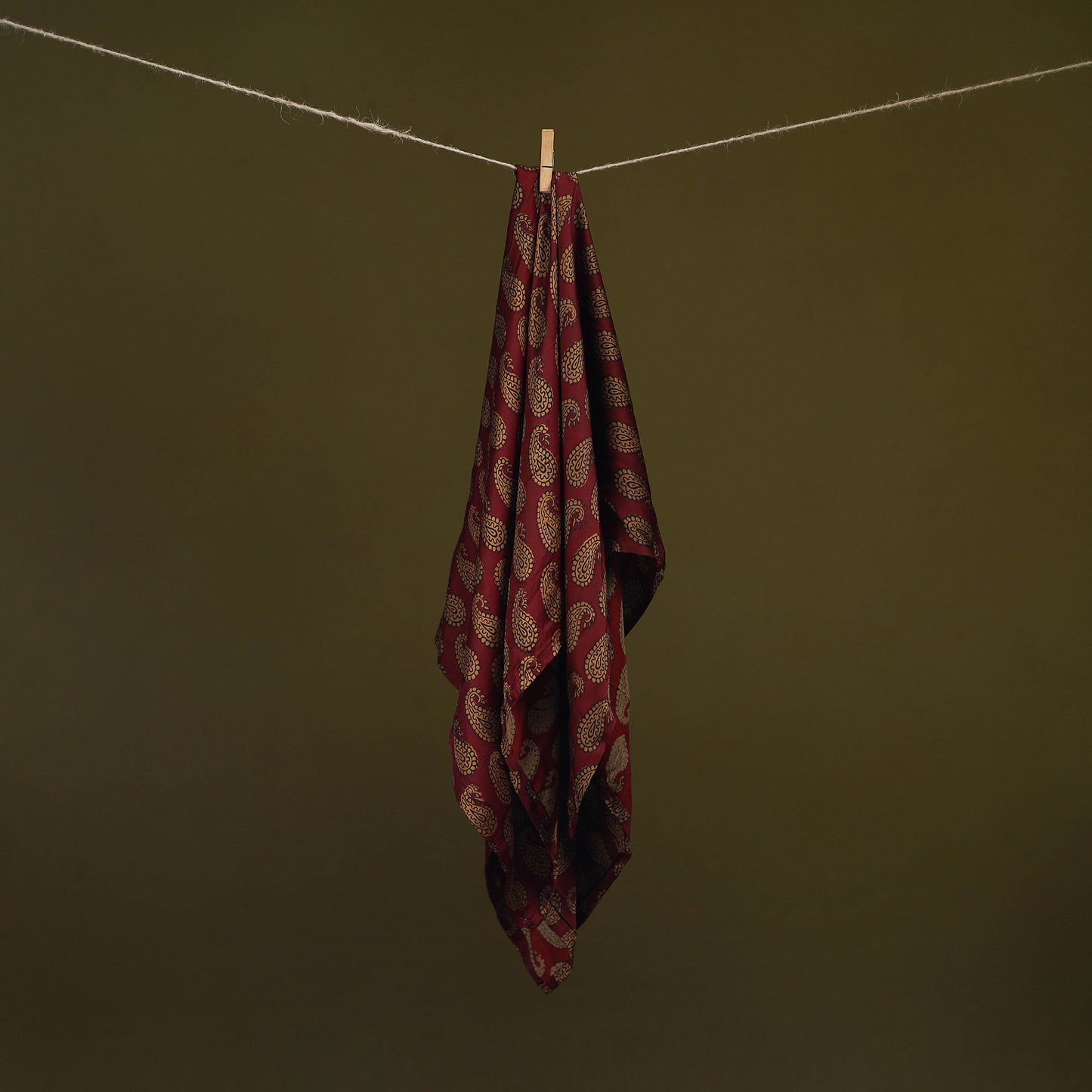 Maroon - Bagh Hand Block Print Modal Silk Scarf 13