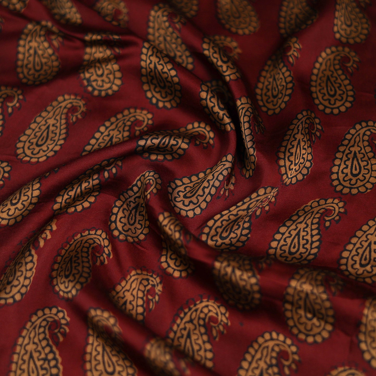 Maroon - Bagh Hand Block Print Modal Silk Scarf 13