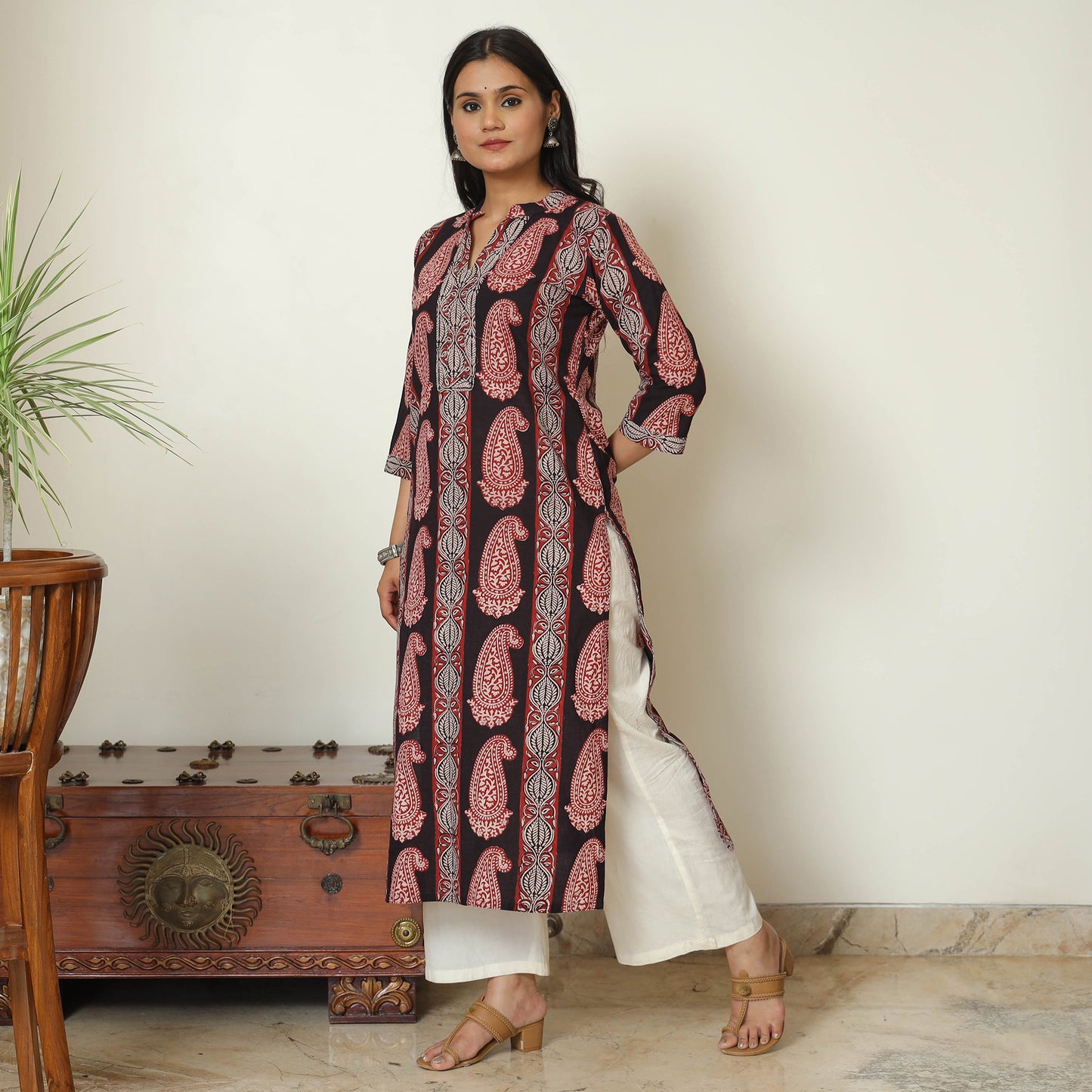 Block Print Cotton Straight Bagh Kurta For Women