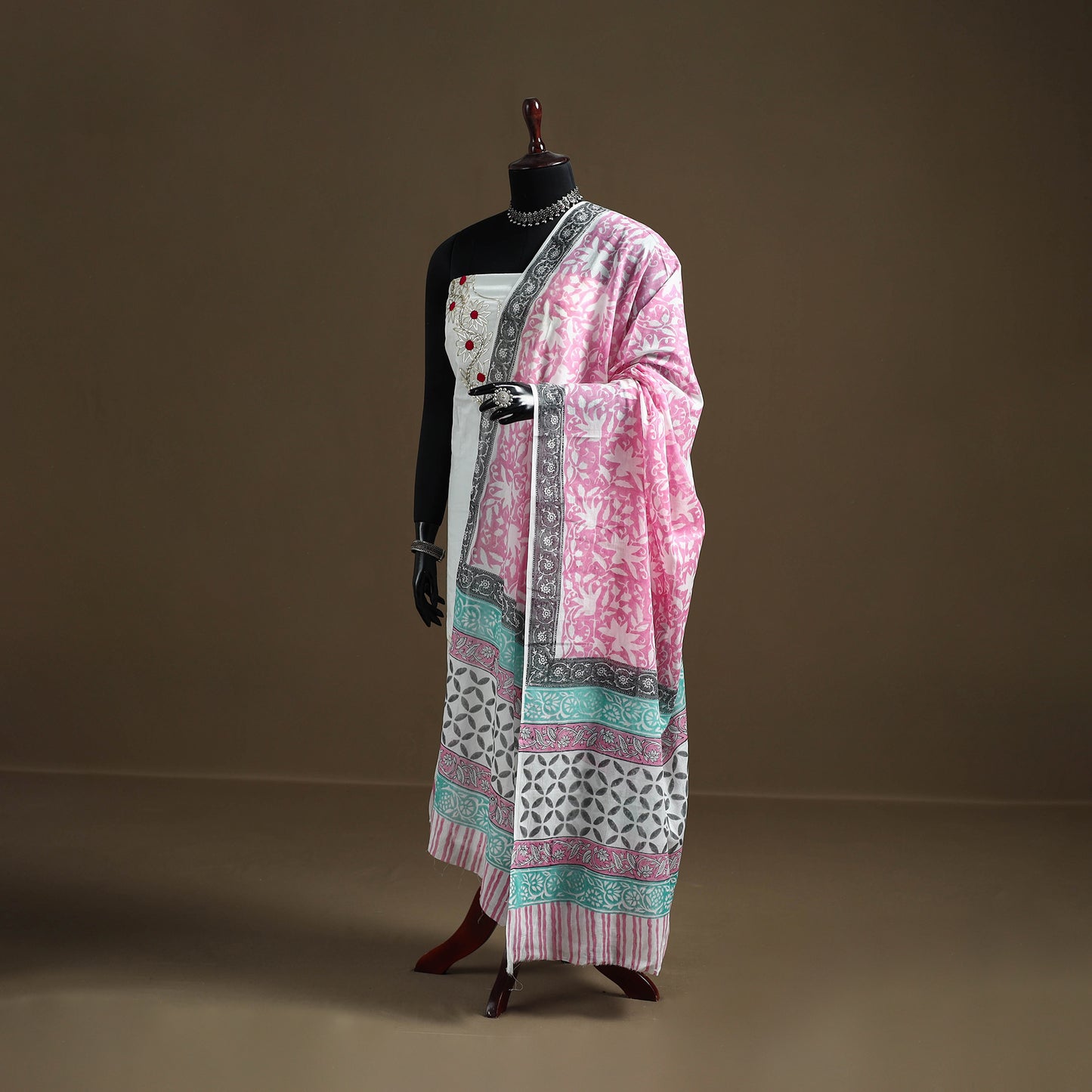 Pink - Sanganeri Hand Block Print Pure Mul Cotton Dupatta 45