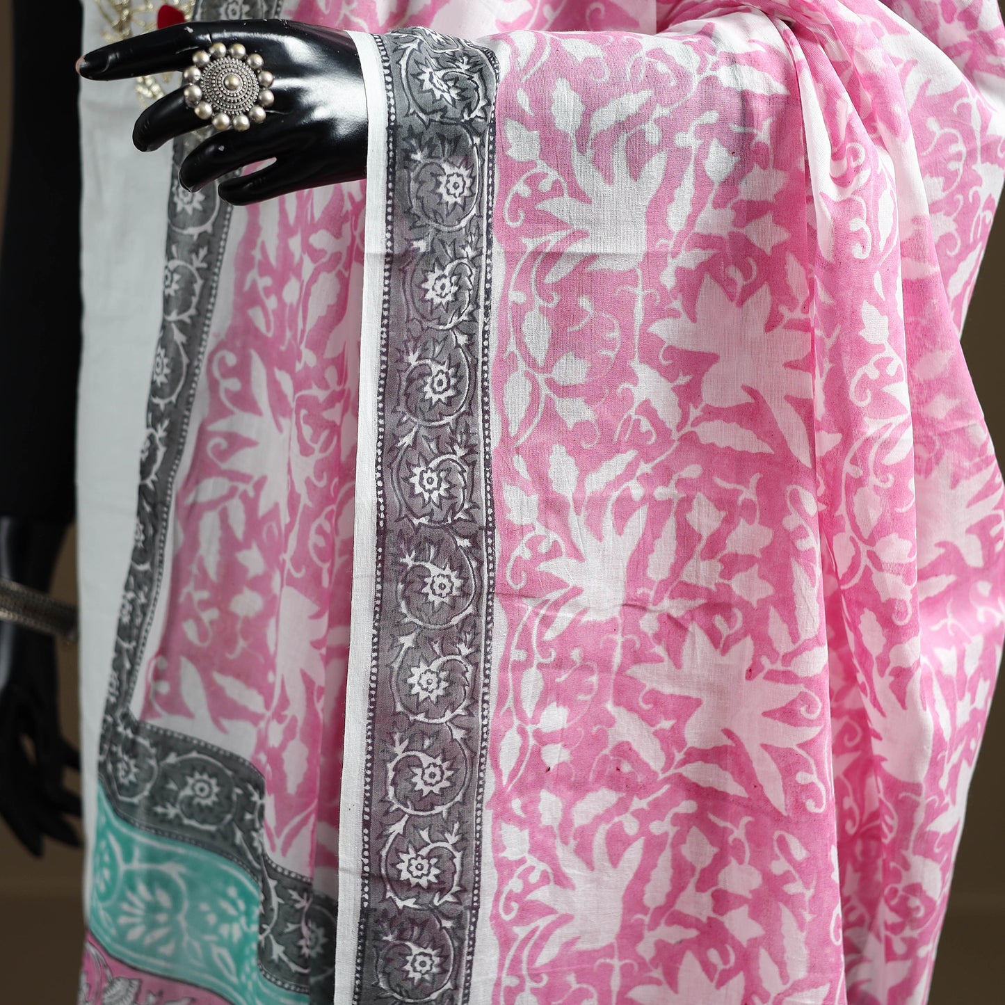 Pink - Sanganeri Hand Block Print Pure Mul Cotton Dupatta 45