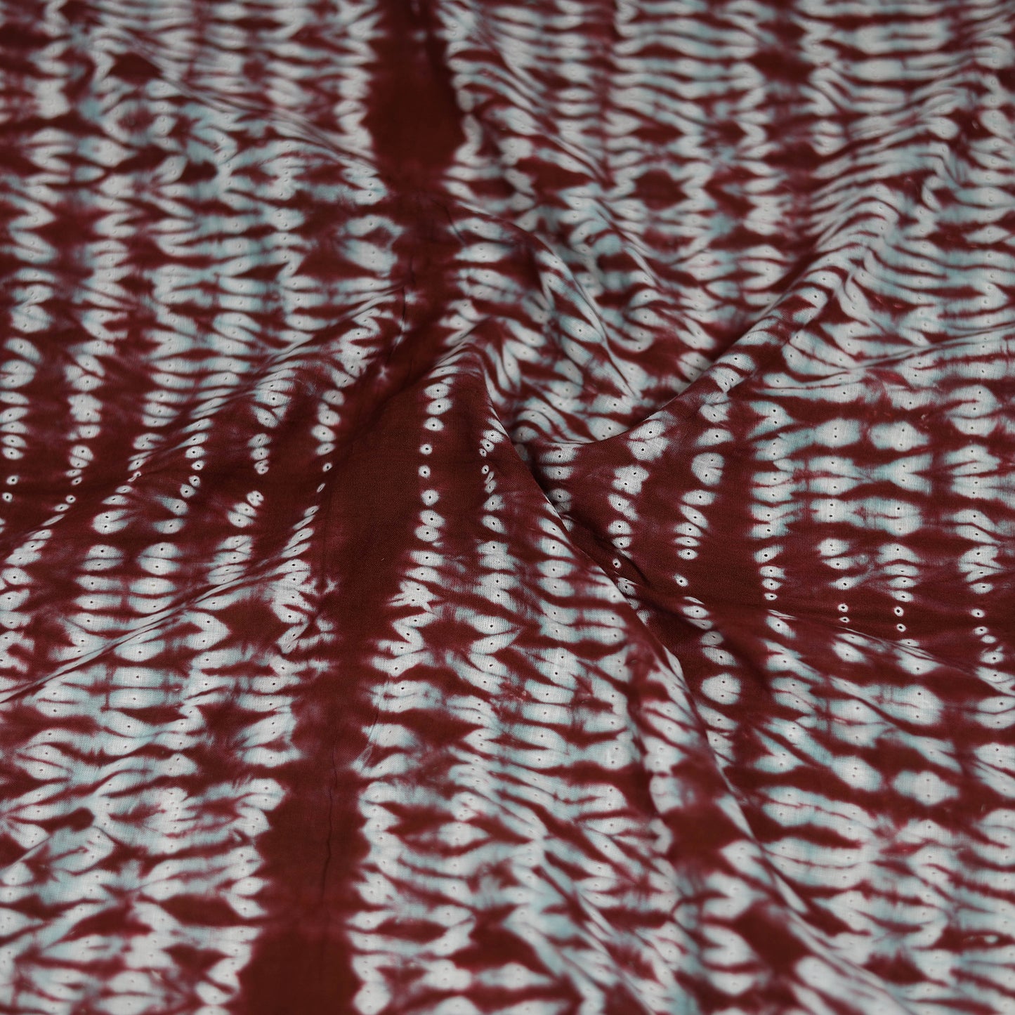 Maroon - Shibori Tie-Dye Pure Mul Cotton Scarf 18