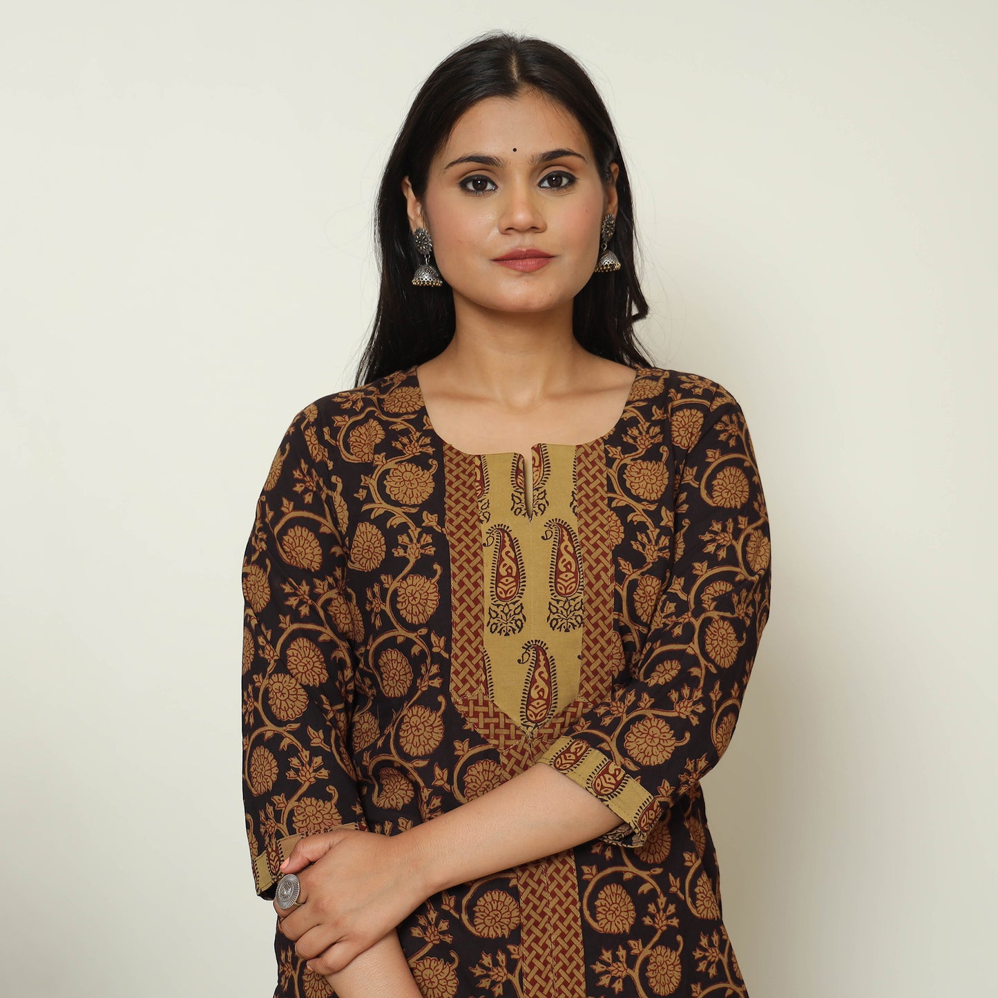 Black - Bagh Block Printed Cotton Straight Kurta 19