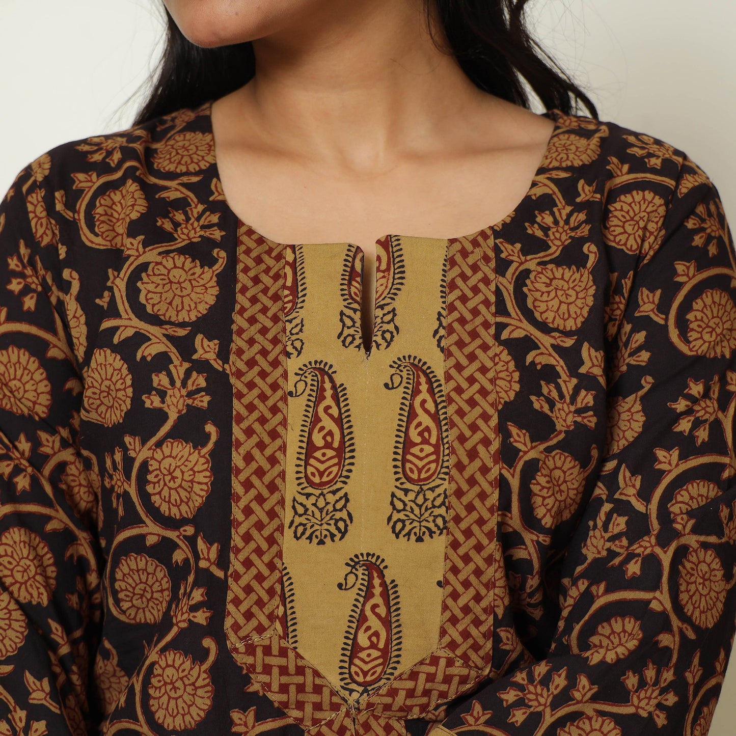 Black - Bagh Block Printed Cotton Straight Kurta 19