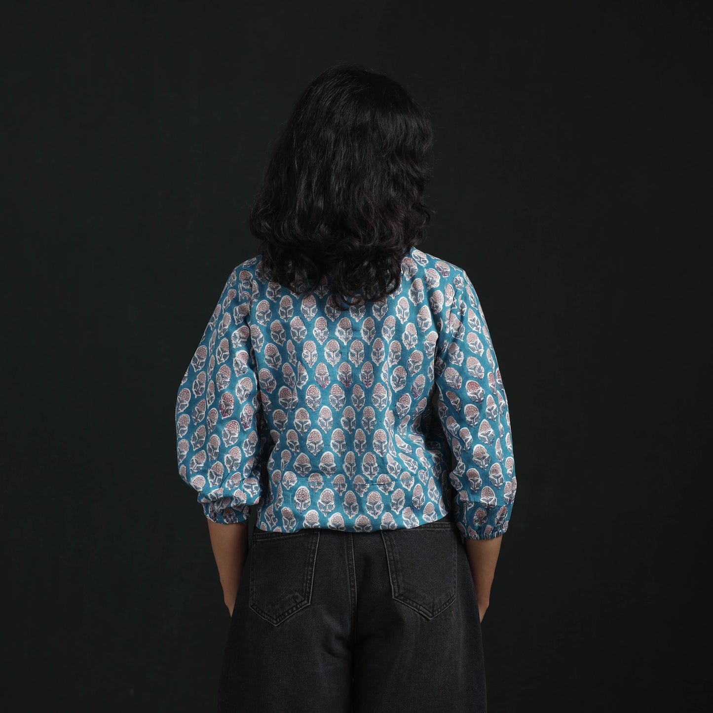 Hand Block Sanganeri Print Cotton Floral Crop Top 05