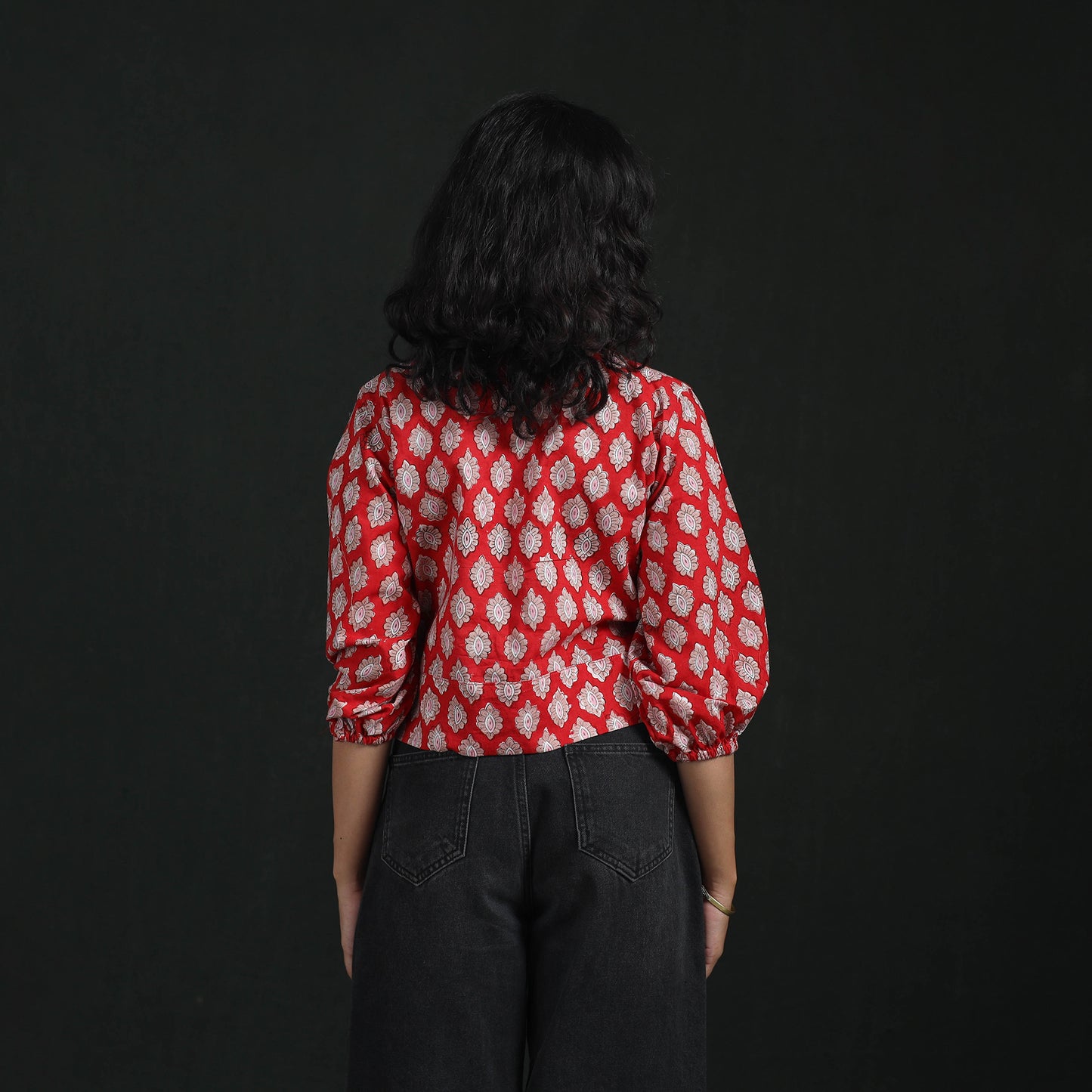 Hand Block Sanganeri Print Cotton Floral Crop Top 02