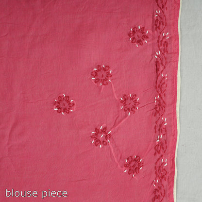Yellow - Lucknow Chikankari Hand Embroidery Cotton Saree 05