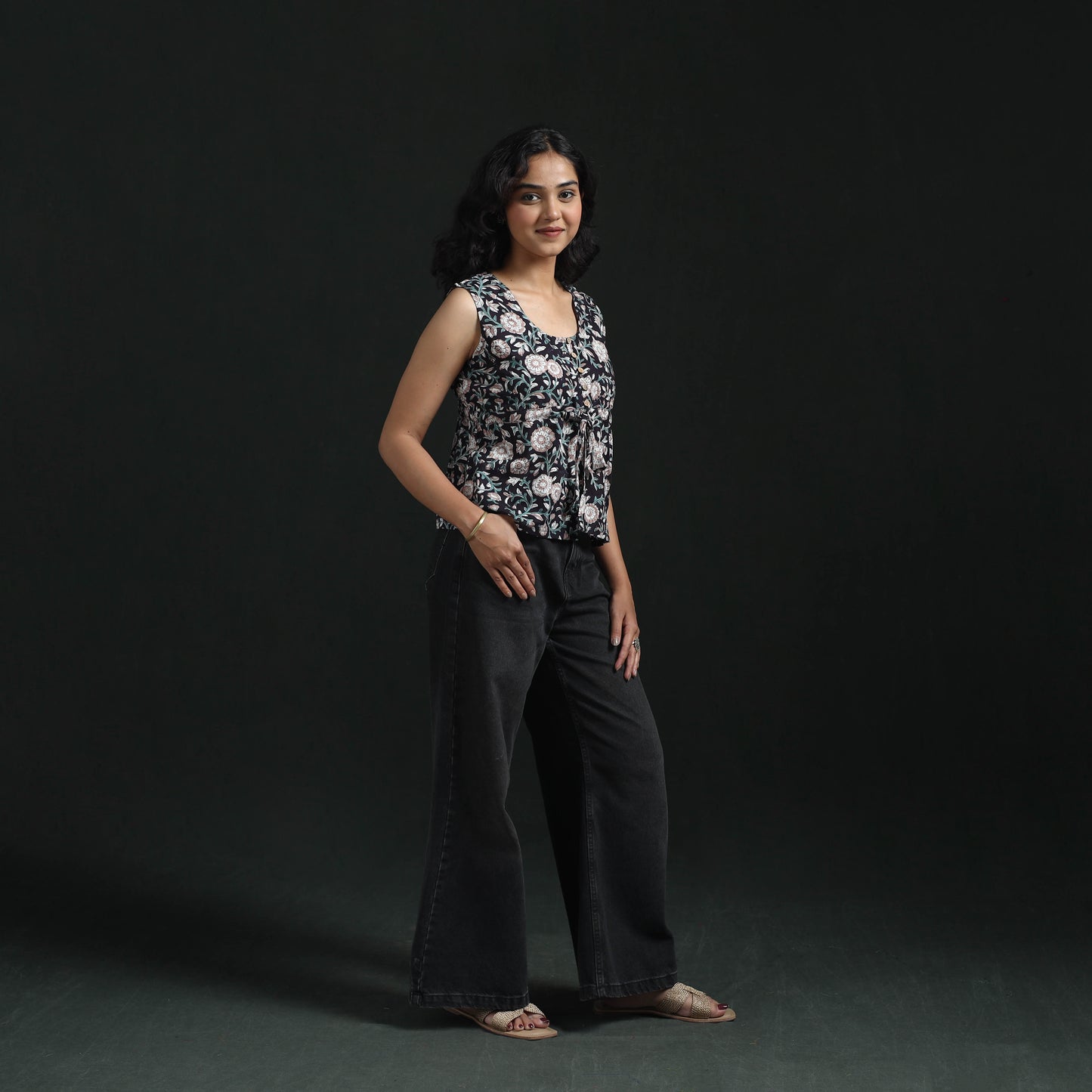 Hand Block Sanganeri Print Cotton Floral Crop Top 16