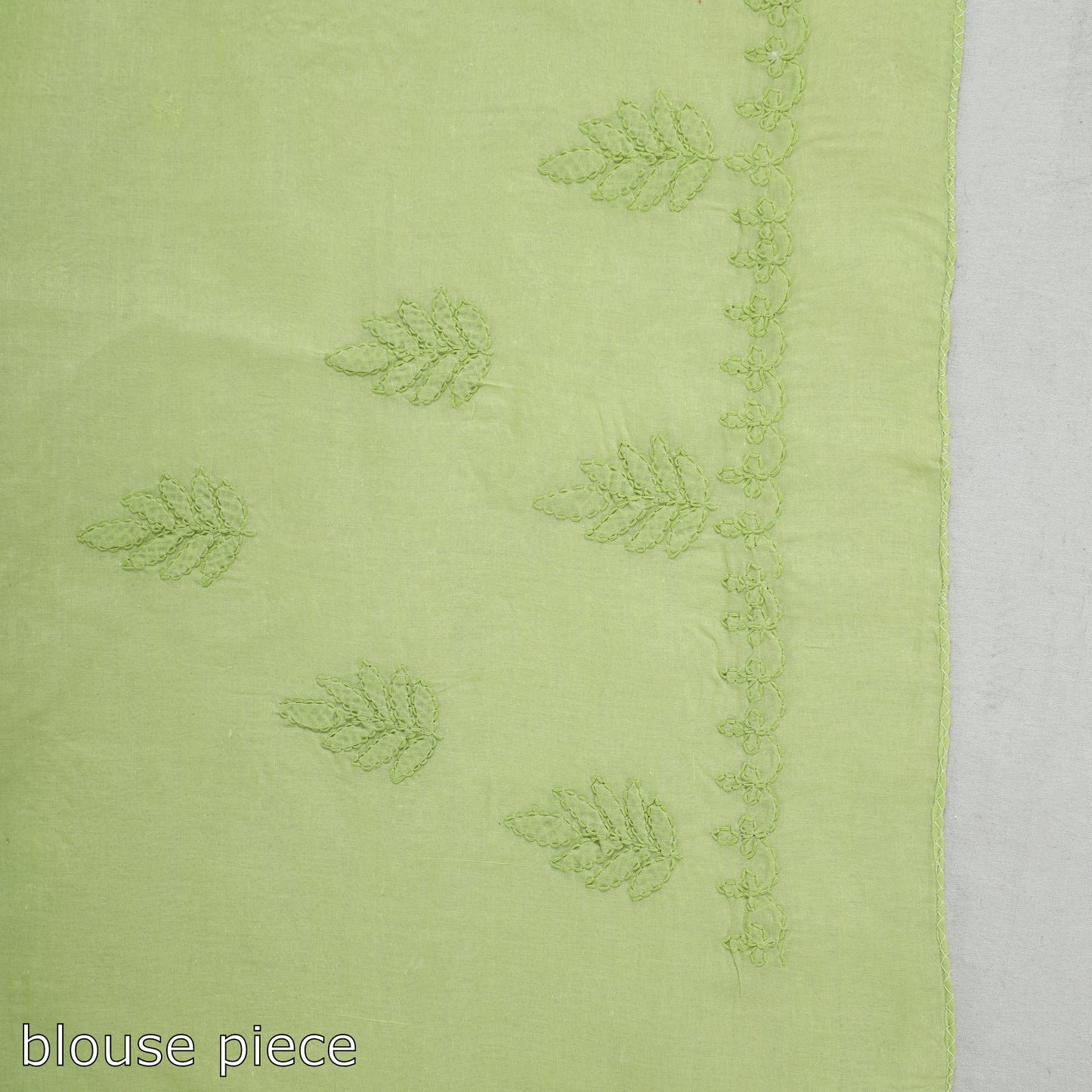 Green - Lucknow Chikankari Hand Embroidery Terivoile Cotton Saree 09