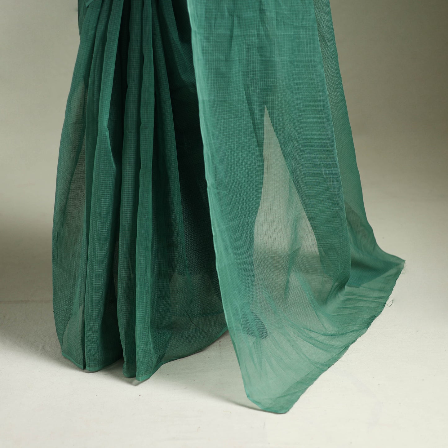 Green - Nazaakat Kota Doria Cotton Plain Saree with Blouse & Jewellery Set 20