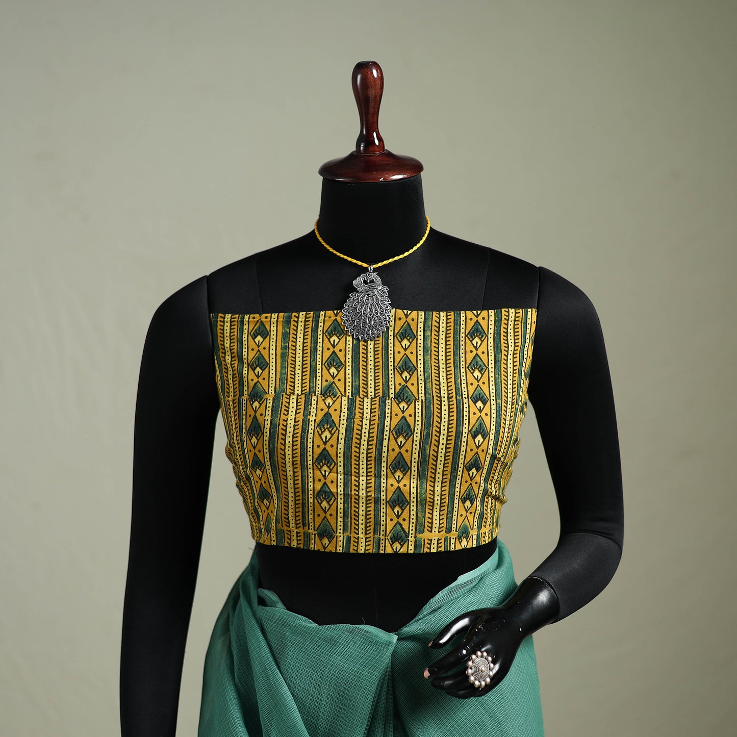 Green - Nazaakat Kota Doria Cotton Plain Saree with Blouse & Jewellery Set 20