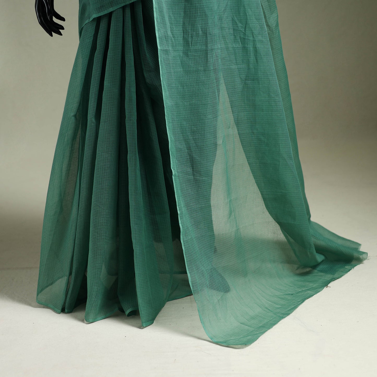 Green - Nazaakat Kota Doria Cotton Plain Saree with Blouse & Jewellery Set 22