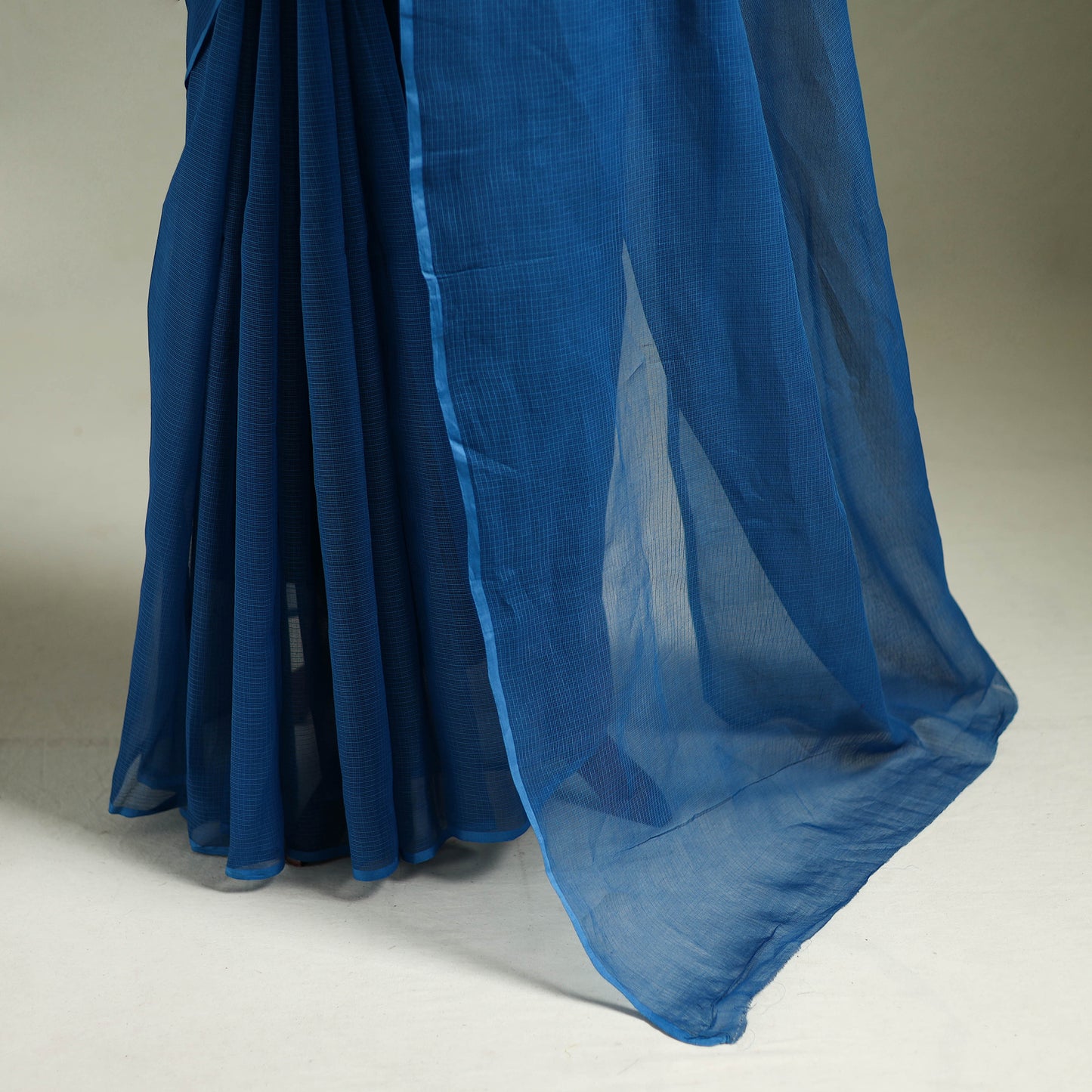 Blue - Nazaakat Kota Doria Cotton Plain Saree with Blouse & Jewellery Set 27