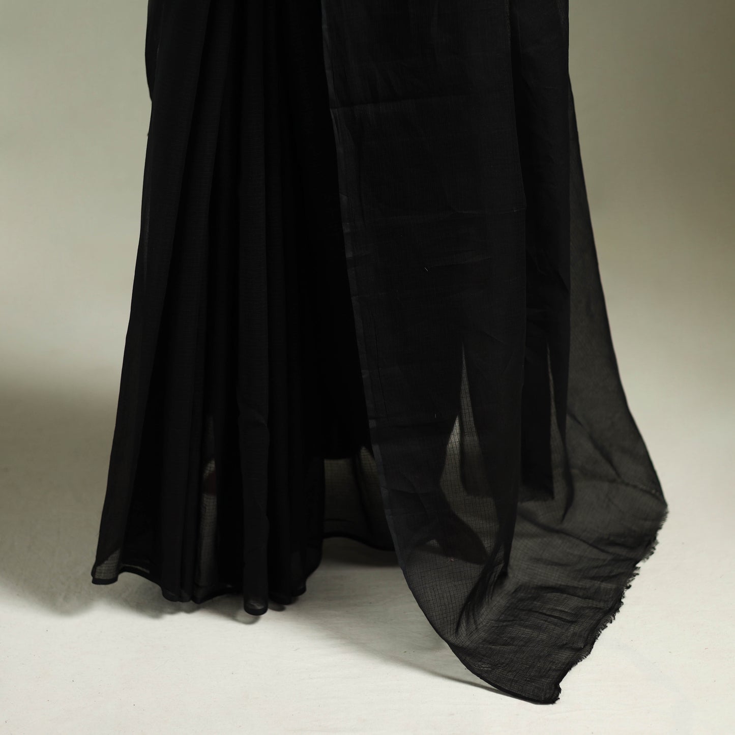 Black - Nazaakat Kota Doria Cotton Plain Saree with Blouse & Jewellery Set 40