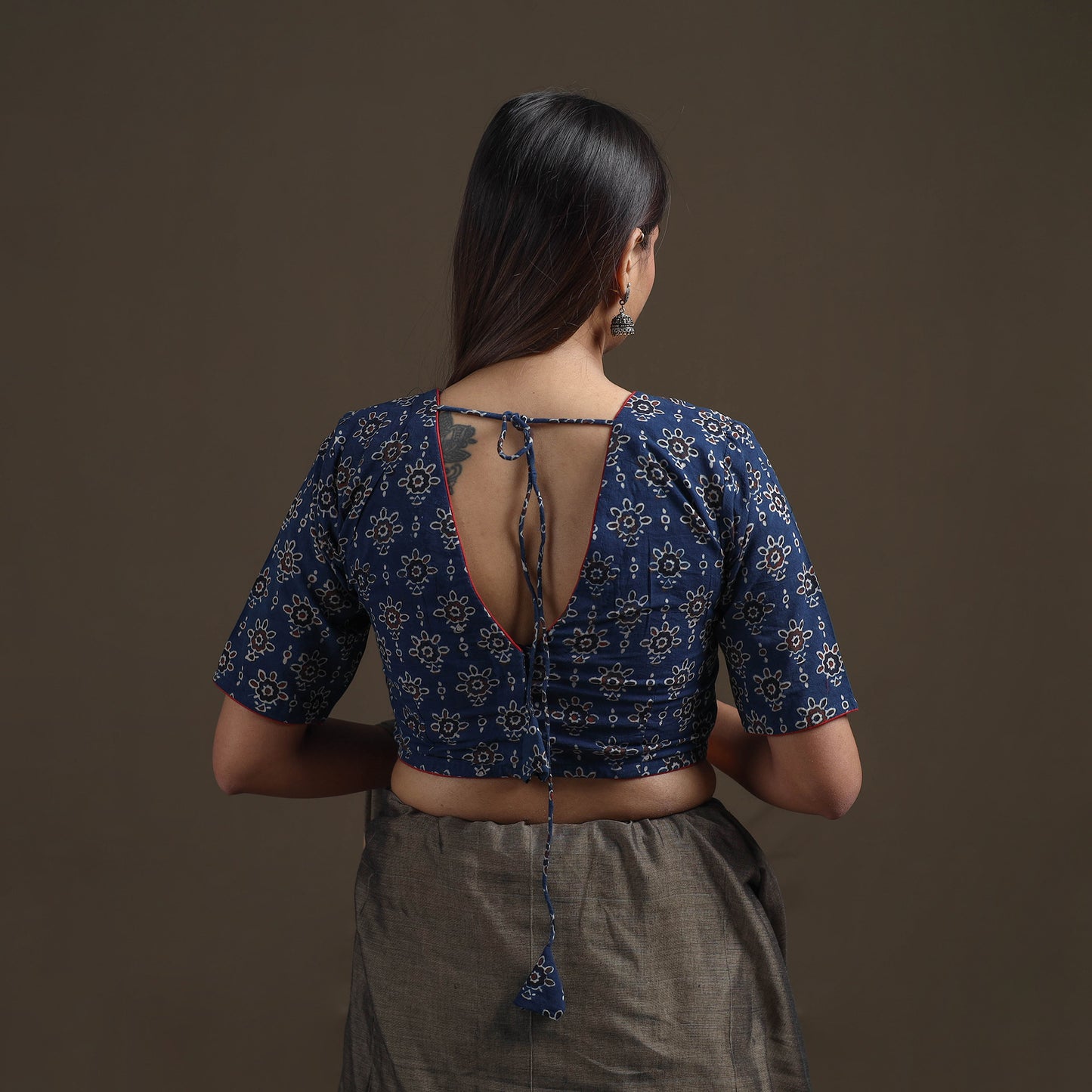 Ajrakh Hand Block Print Natural Dyed Cotton Readymade Blouse 14