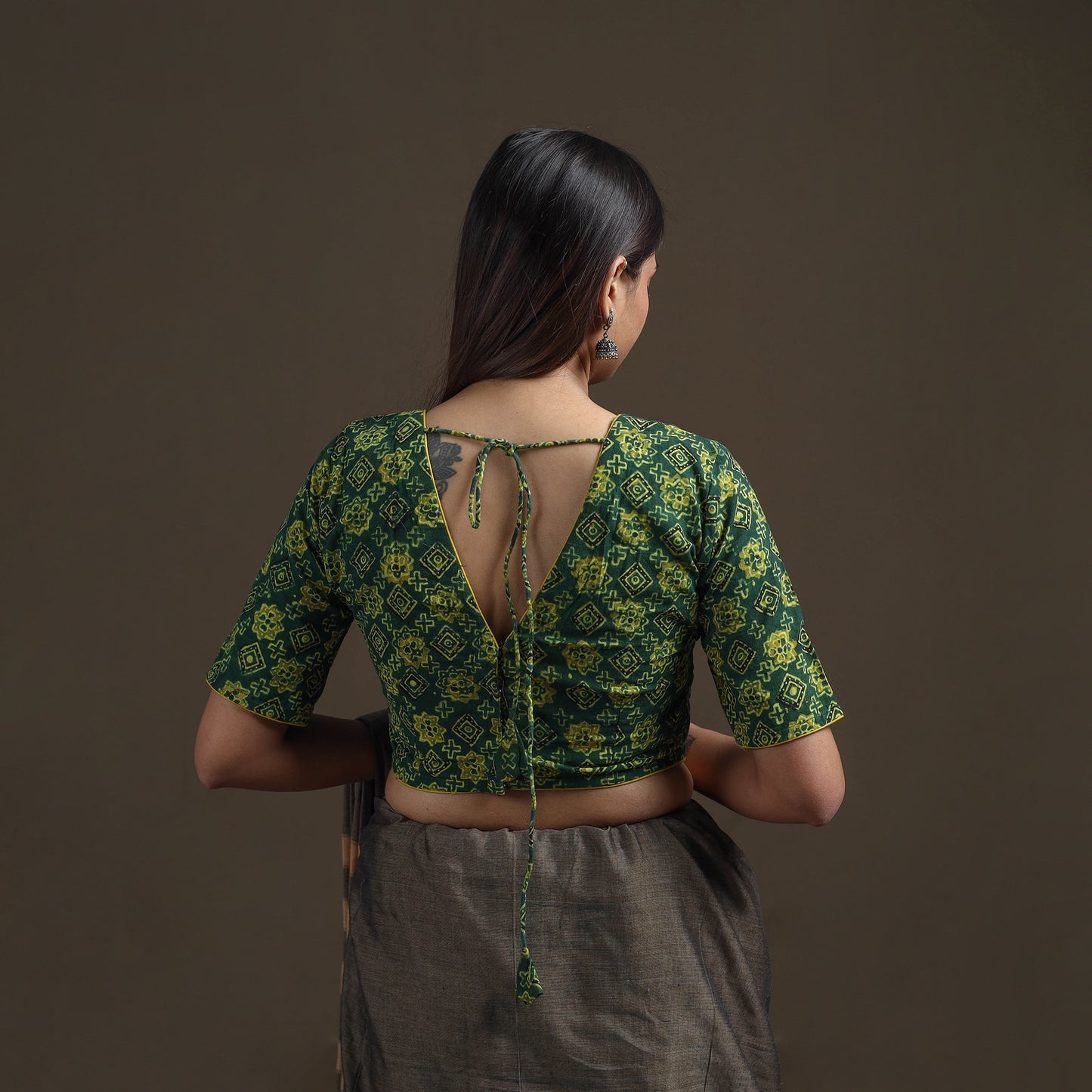 Ajrakh Hand Block Print Natural Dyed Cotton Readymade Blouse 13