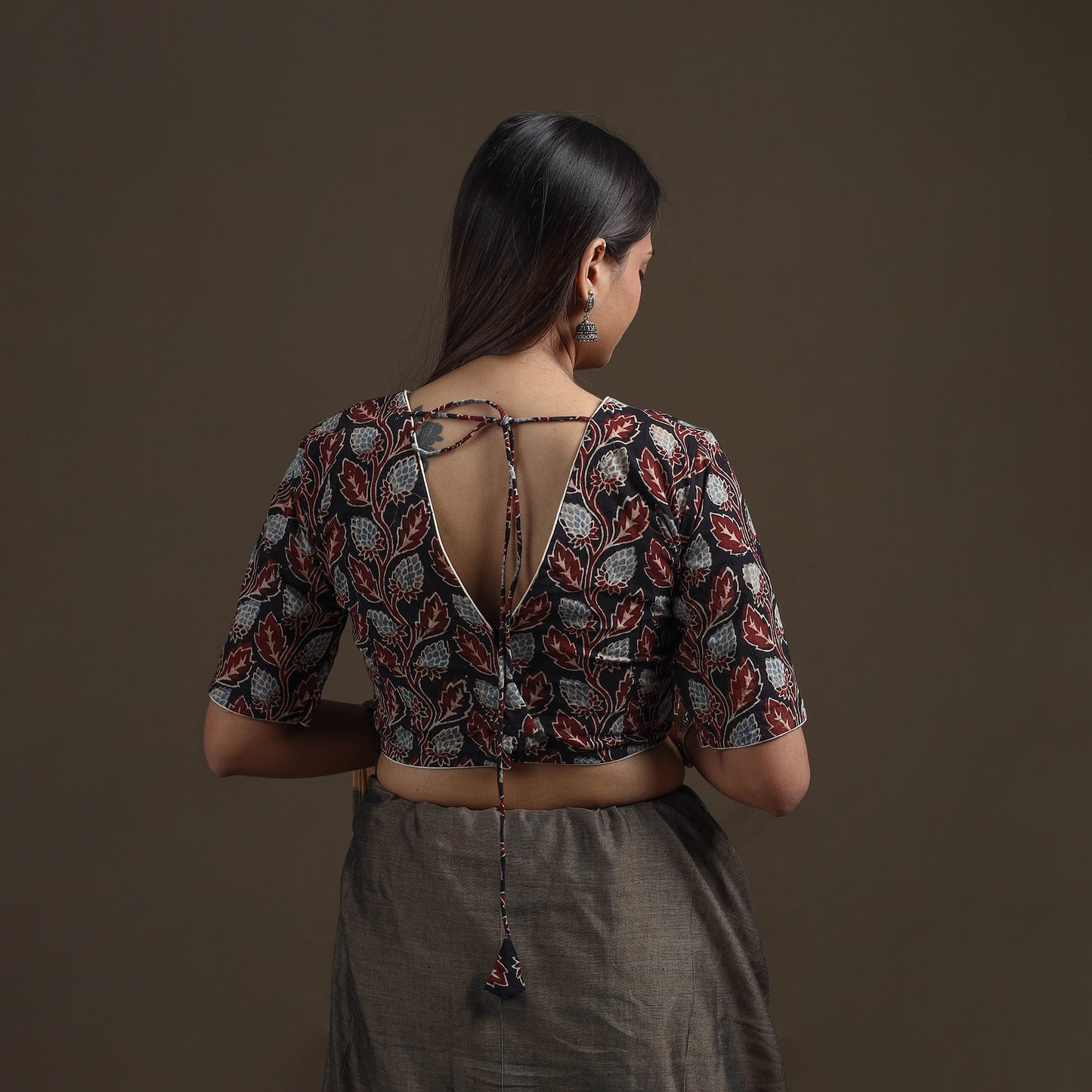Ajrakh Hand Block Print Natural Dyed Cotton Readymade Blouse 12