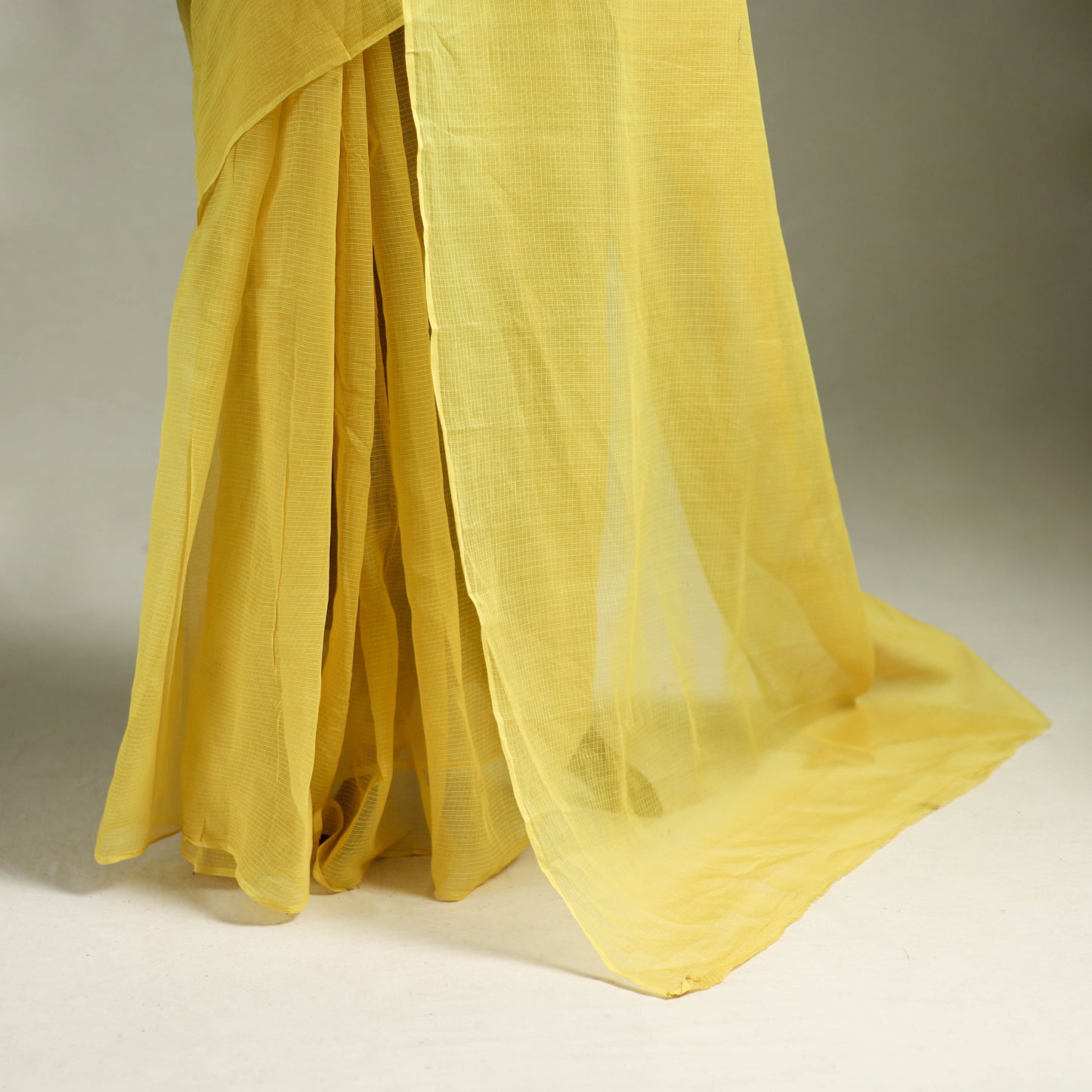 Yellow - Nazaakat Kota Doria Cotton Plain Saree with Blouse & Jewellery Set 51