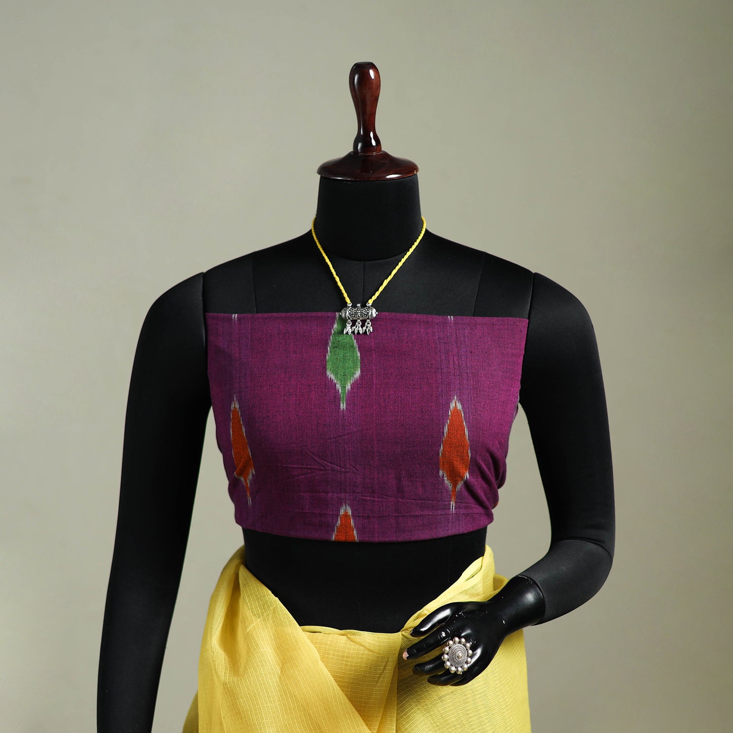 Yellow - Nazaakat Kota Doria Cotton Plain Saree with Blouse & Jewellery Set 51