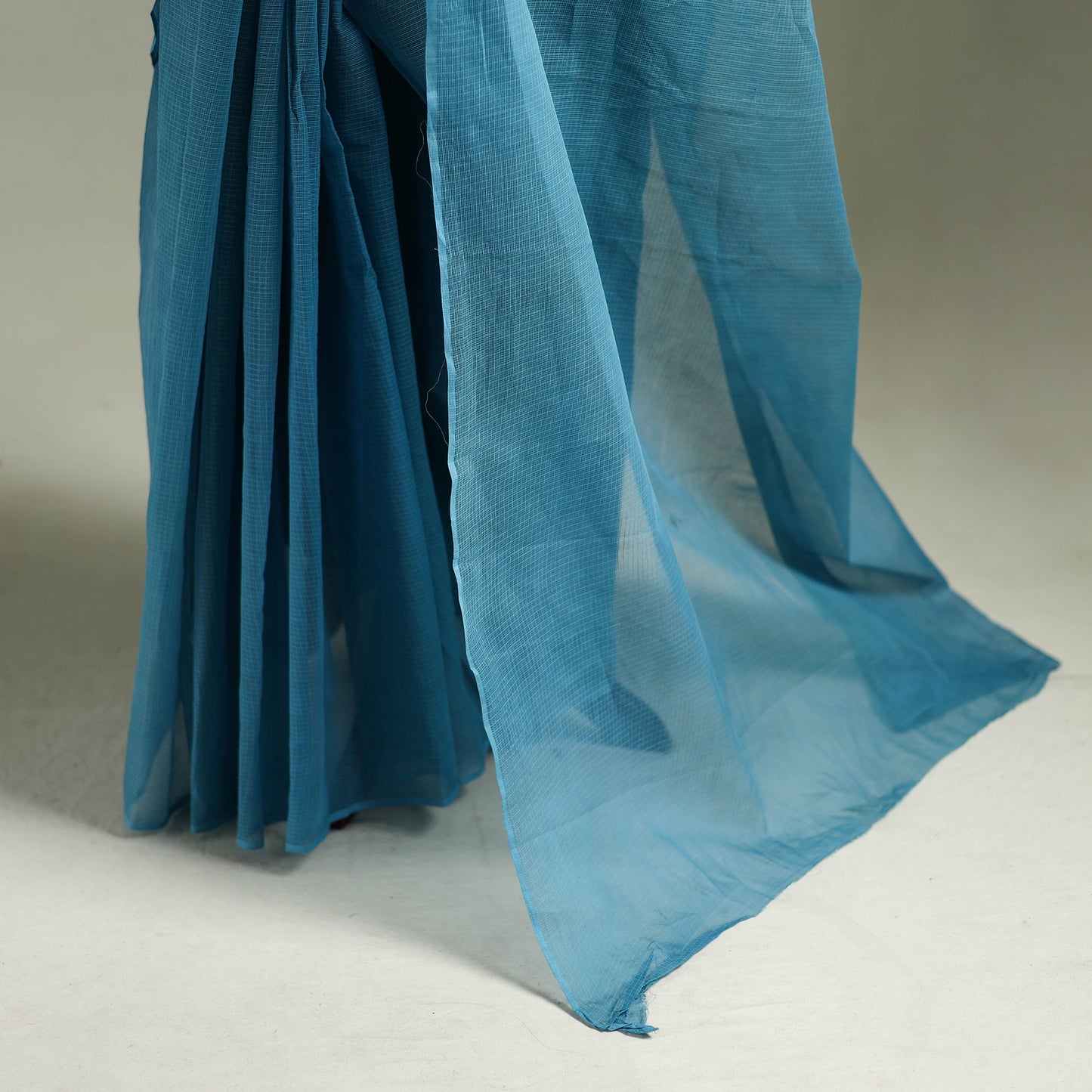 Blue - Nazaakat Kota Doria Cotton Plain Saree with Blouse & Jewellery Set 55