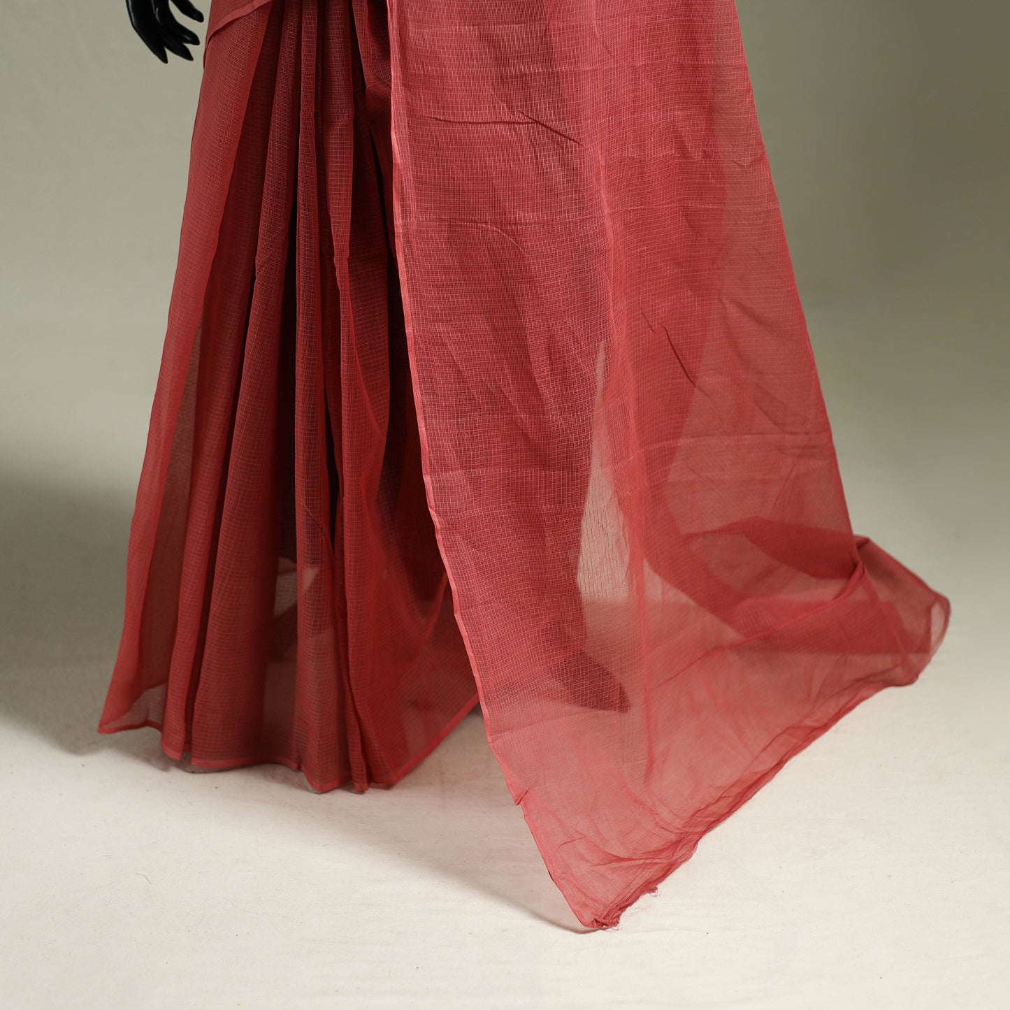 Red - Nazaakat Kota Doria Cotton Plain Saree with Blouse & Jewellery Set 62