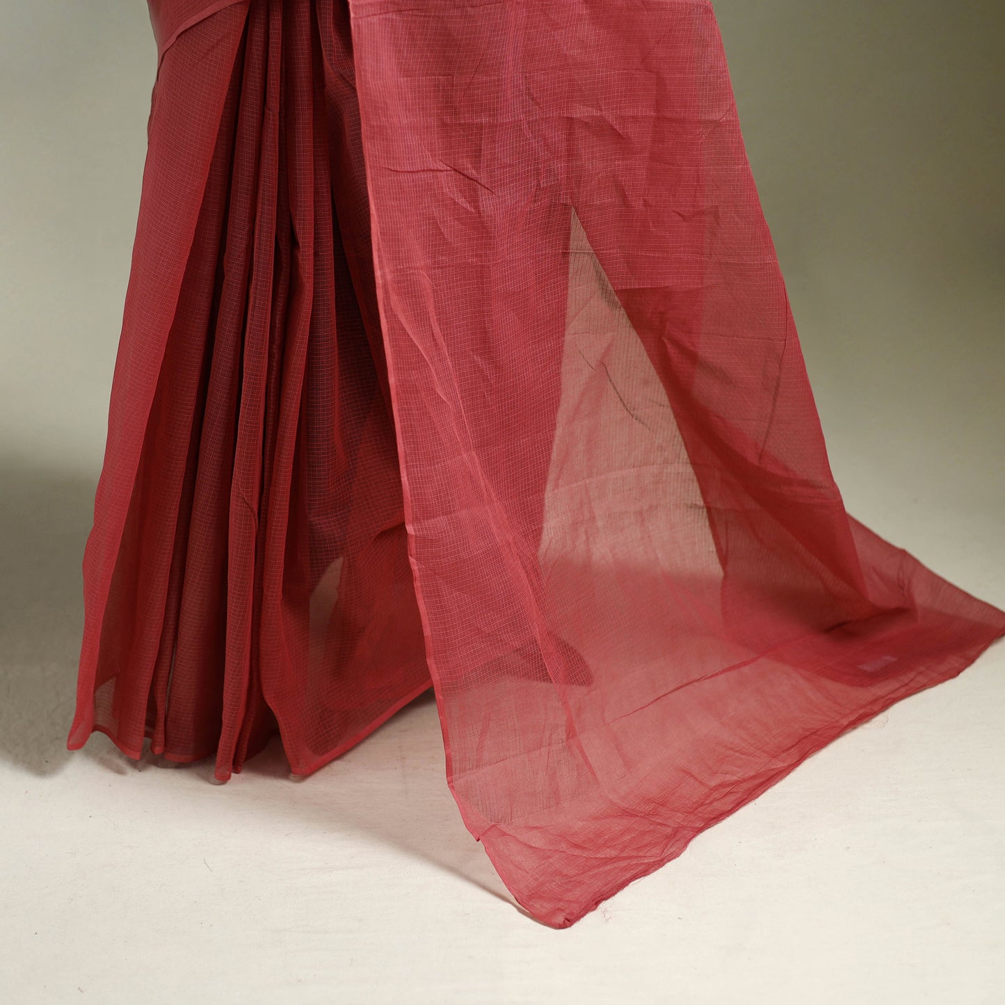 Red - Nazaakat Kota Doria Cotton Plain Saree with Blouse & Jewellery Set 64