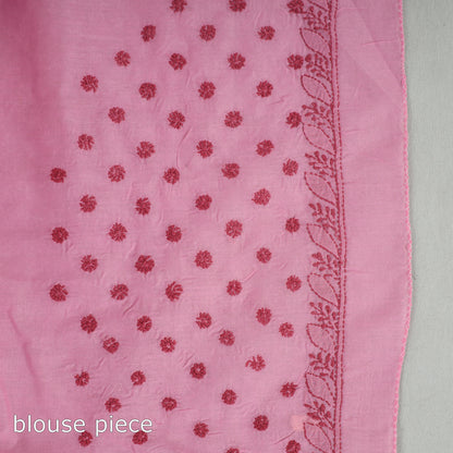 Purple - Lucknow Chikankari Hand Embroidery Pure Cotton Saree 51