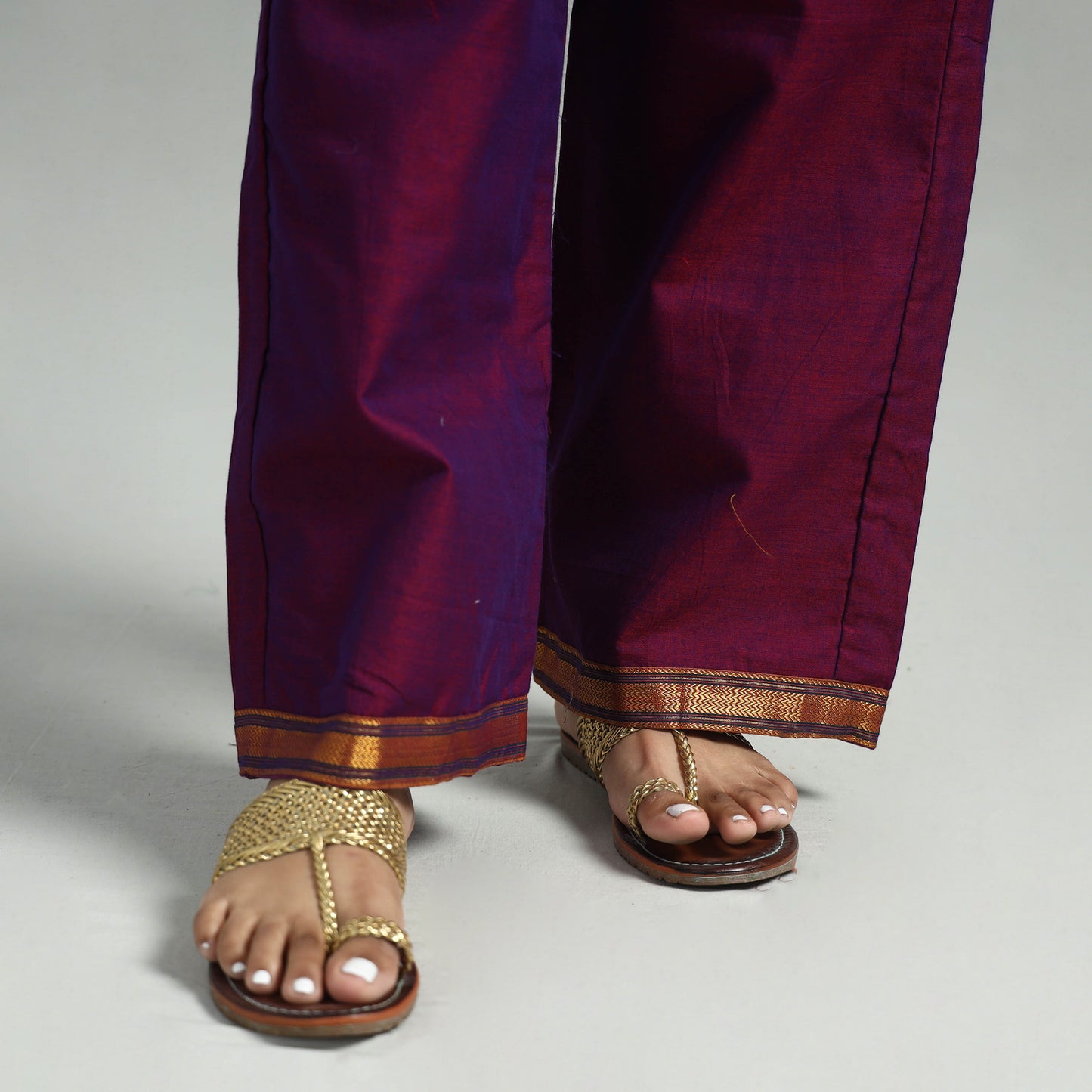 Dark Pink - Dharwad Cotton Kurta with Palazzo & Dupatta Set