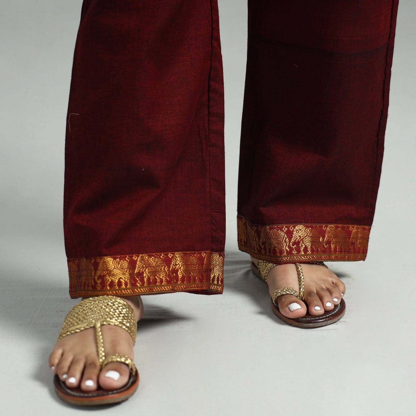 Maroon - Dharwad Cotton Kurta with Palazzo & Dupatta Set