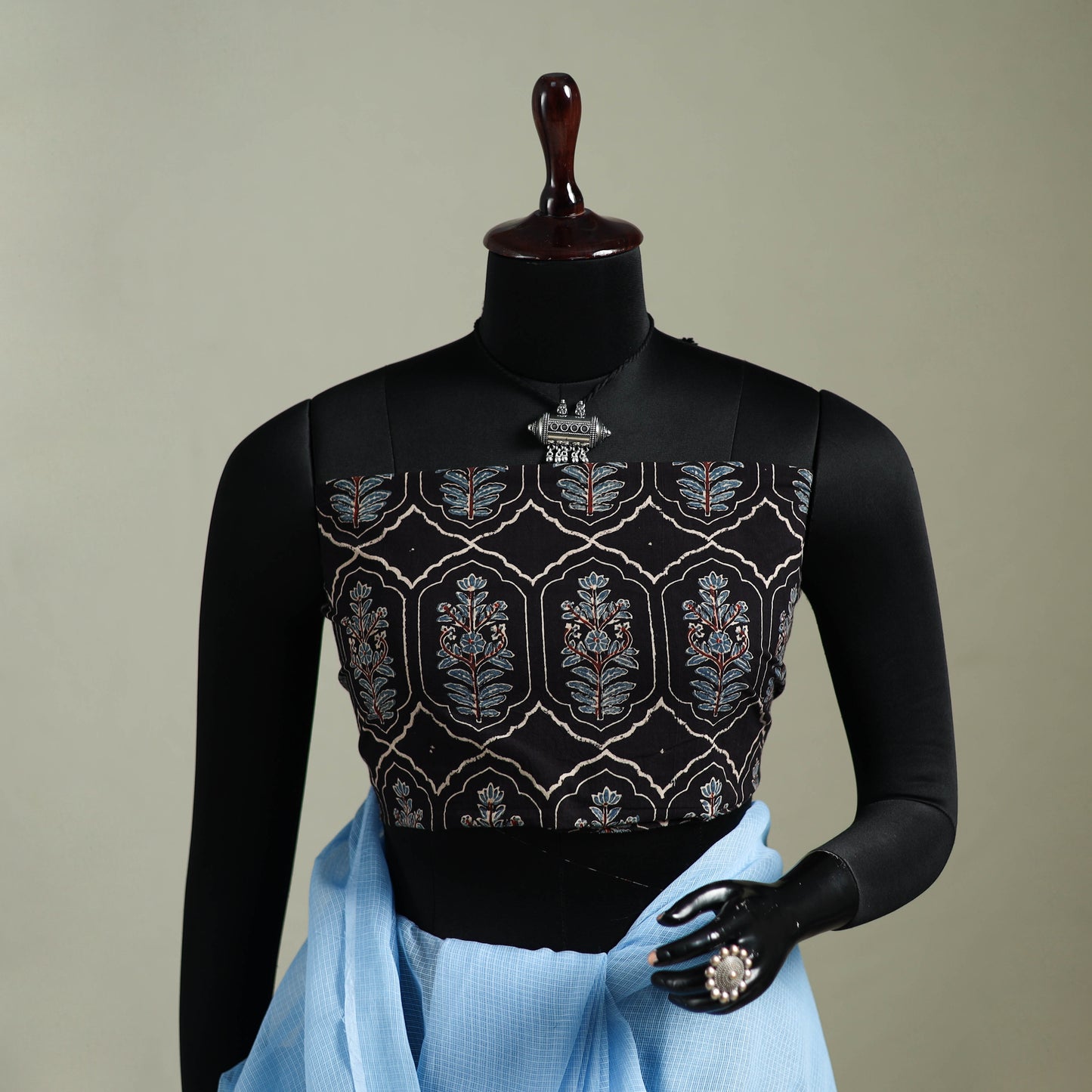 Blue - Nazaakat Kota Doria Cotton Plain Saree with Blouse & Jewellery Set 68