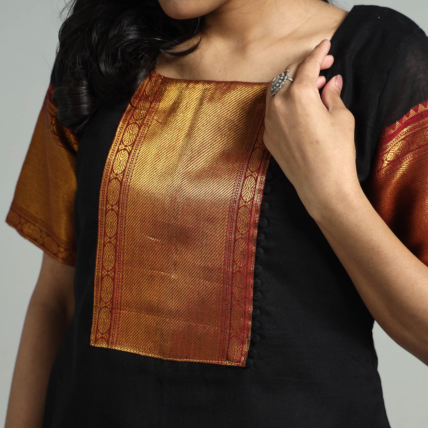 Black - Dharwad Cotton Kurta with Palazzo & Dupatta Set